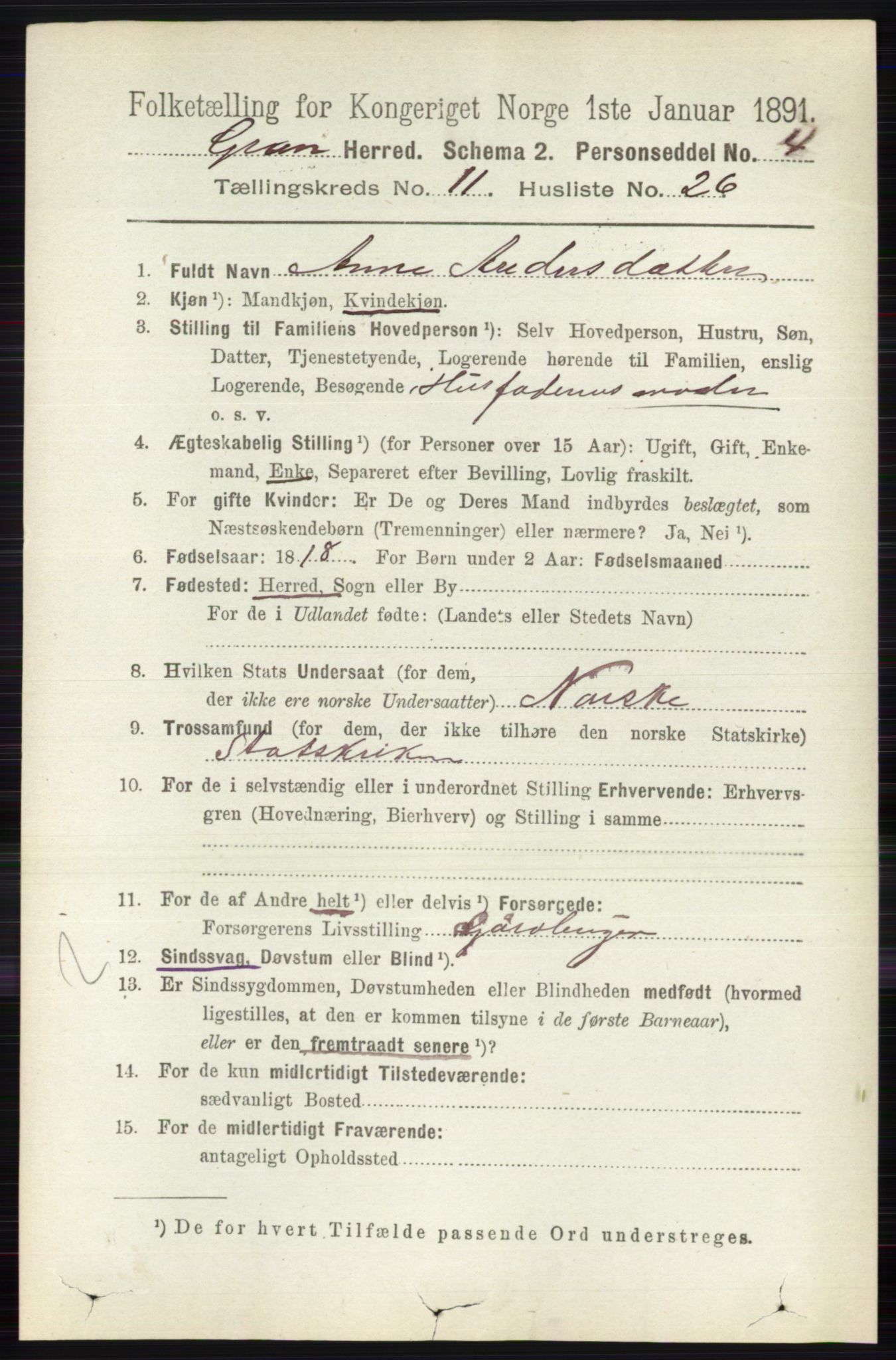 RA, 1891 census for 0534 Gran, 1891, p. 5635