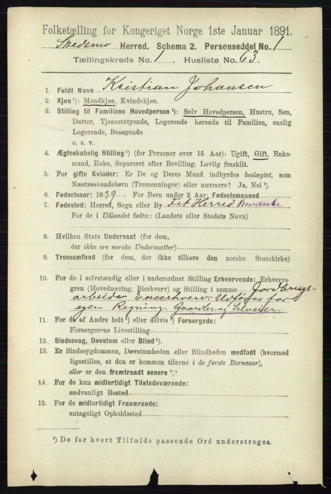 RA, 1891 census for 0231 Skedsmo, 1891, p. 506