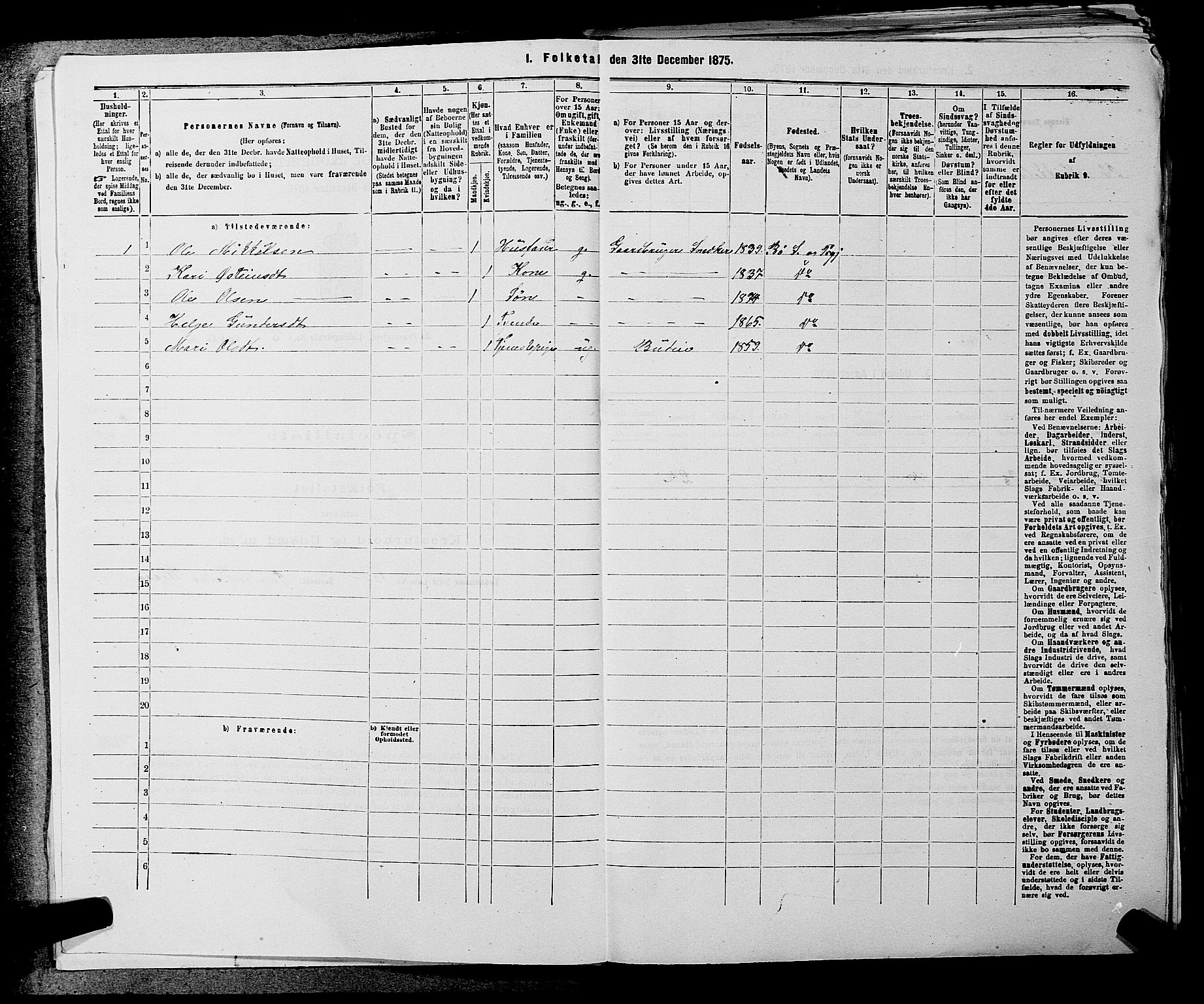 SAKO, 1875 census for 0821P Bø, 1875, p. 137