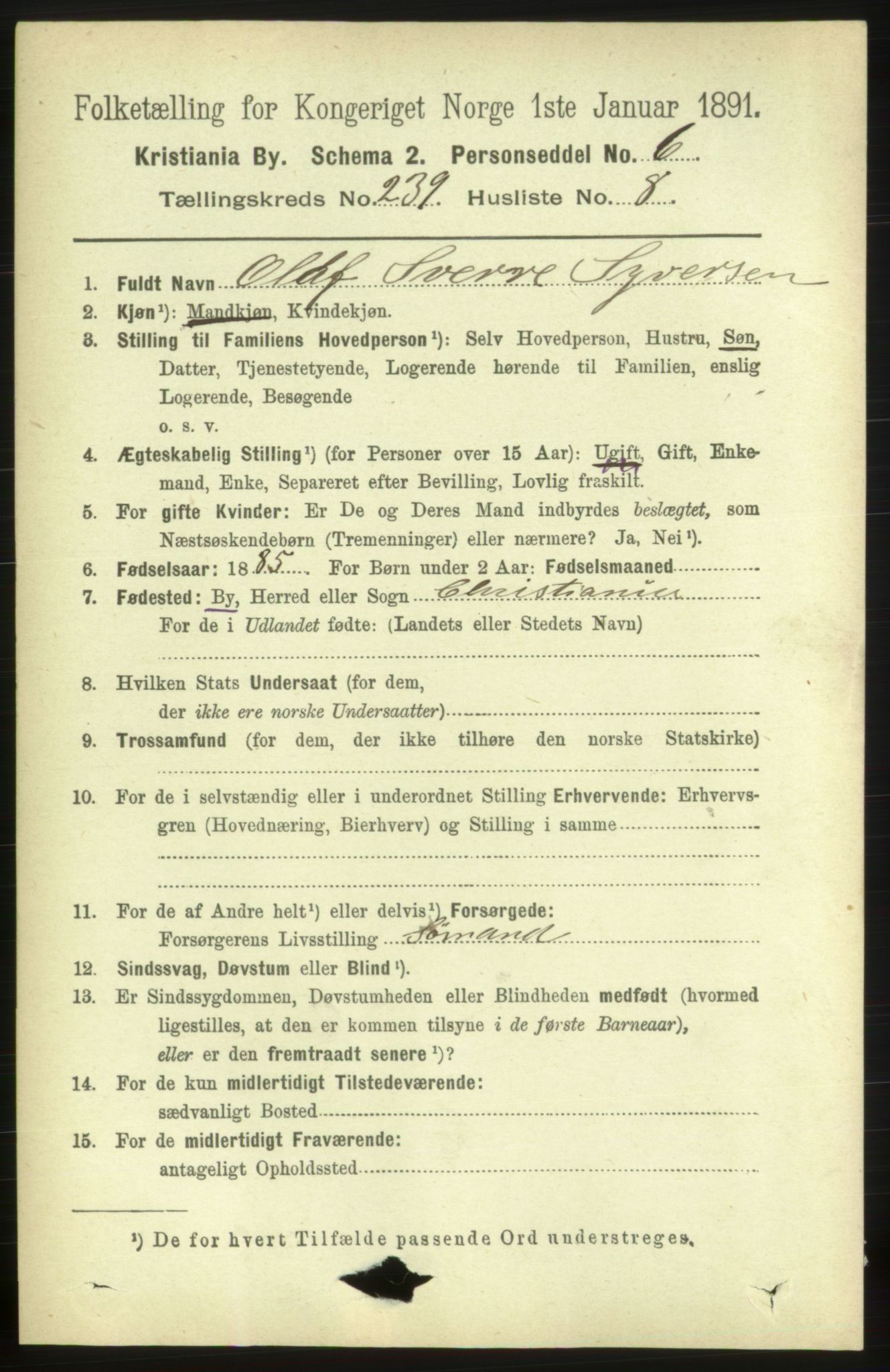 RA, 1891 census for 0301 Kristiania, 1891, p. 145444