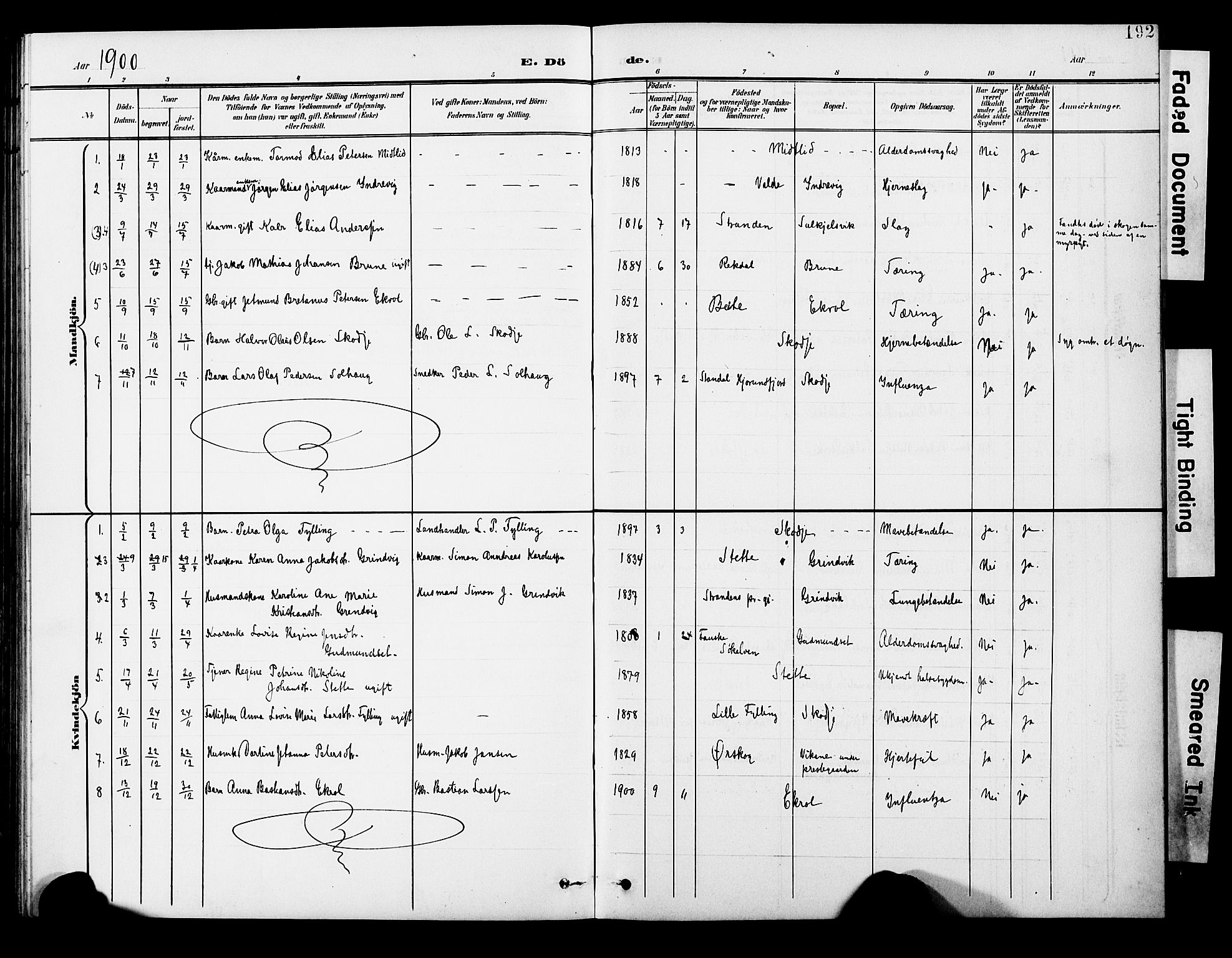 Ministerialprotokoller, klokkerbøker og fødselsregistre - Møre og Romsdal, AV/SAT-A-1454/524/L0366: Parish register (copy) no. 524C07, 1900-1931, p. 192