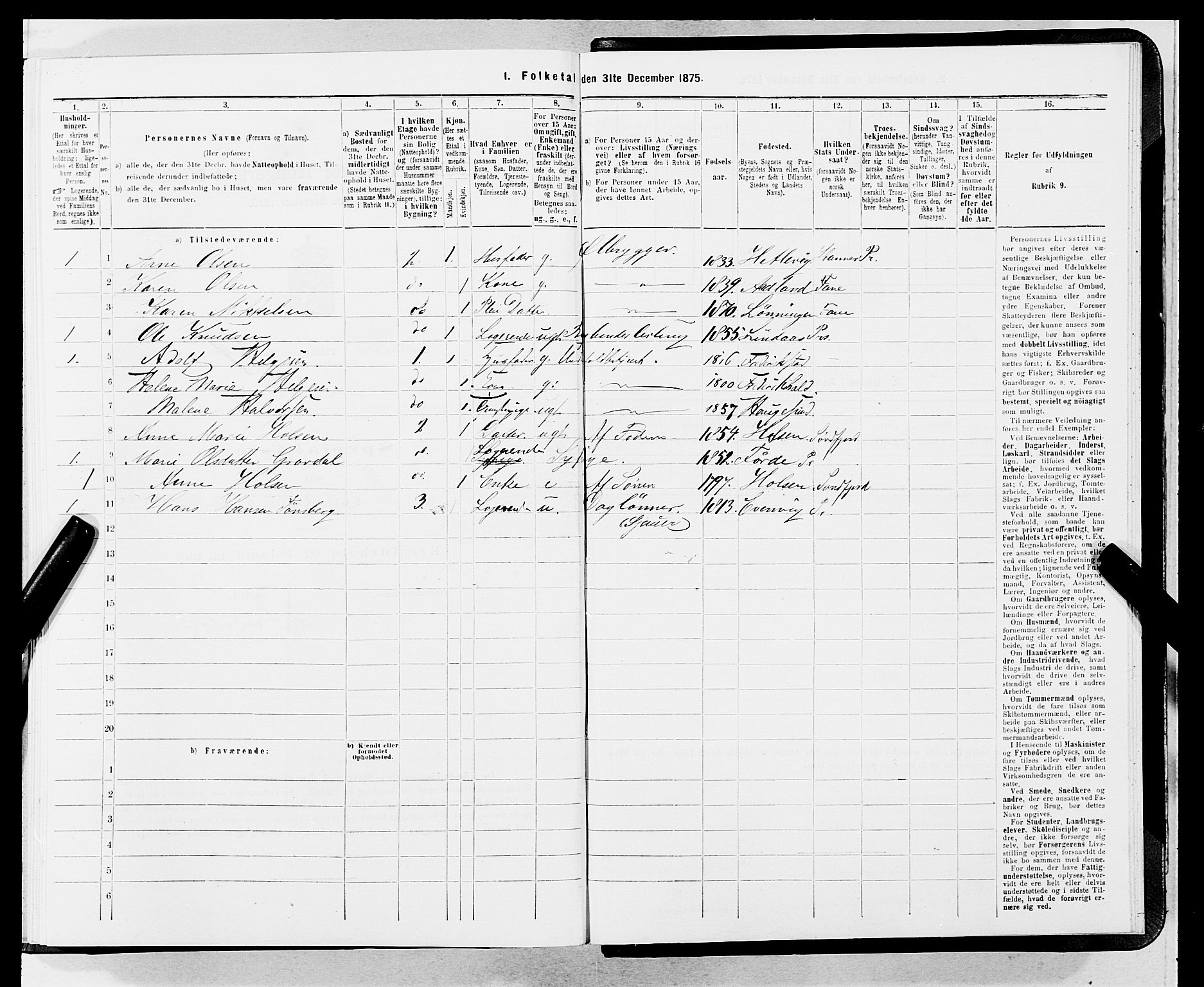 SAB, 1875 census for 1301 Bergen, 1875, p. 3583