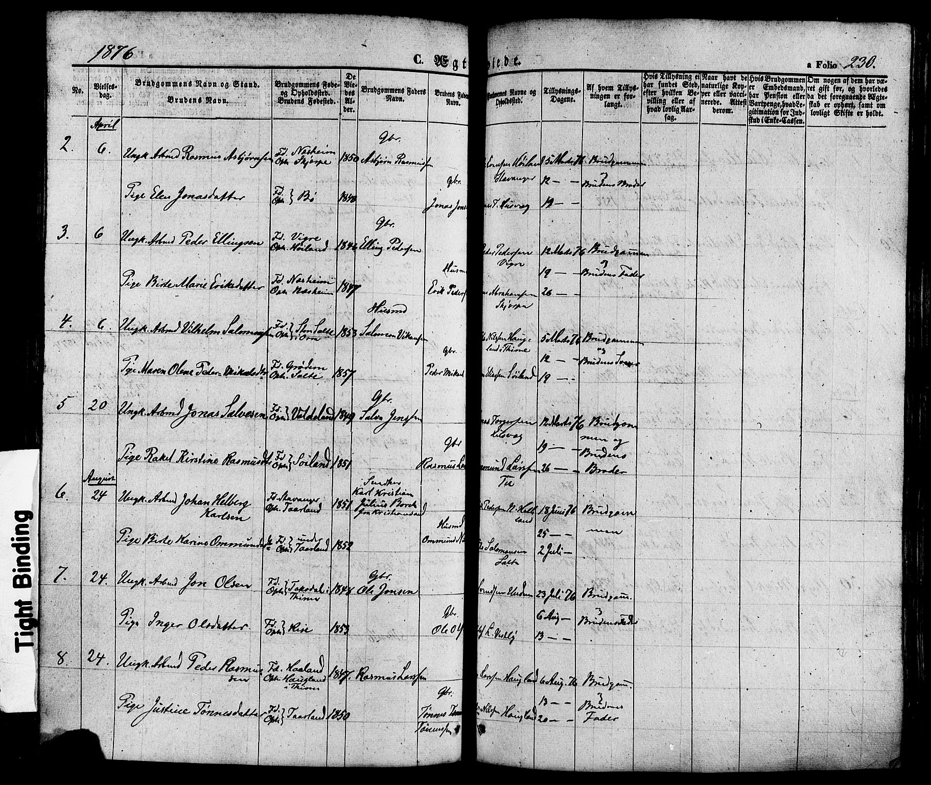 Hå sokneprestkontor, SAST/A-101801/001/30BA/L0008: Parish register (official) no. A 7, 1853-1878, p. 230