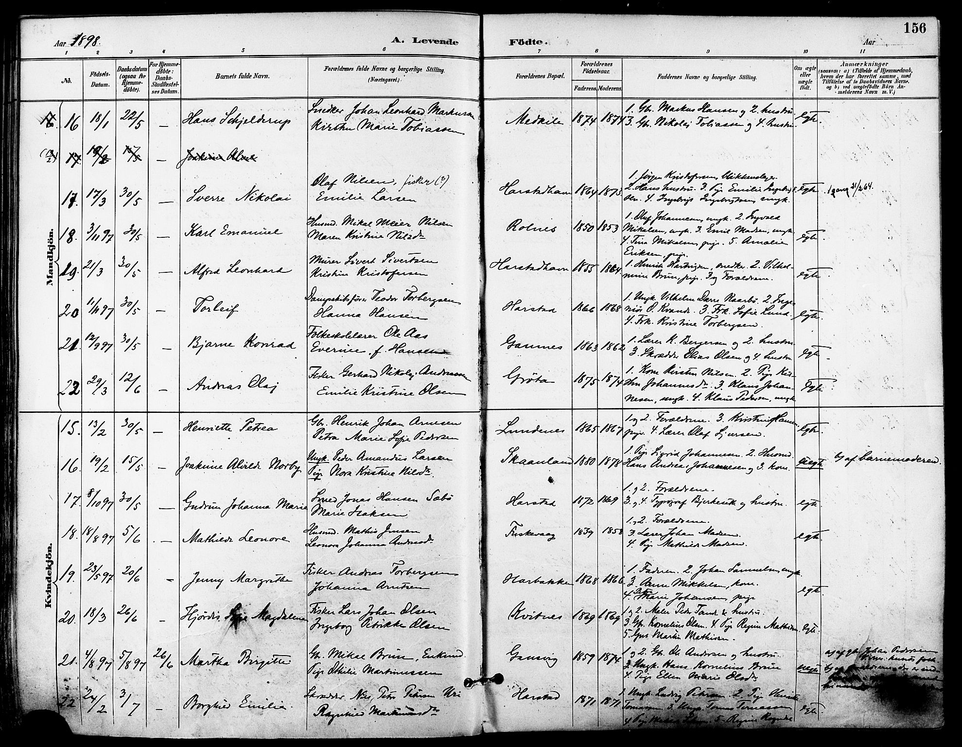 Trondenes sokneprestkontor, SATØ/S-1319/H/Ha/L0016kirke: Parish register (official) no. 16, 1890-1898, p. 156