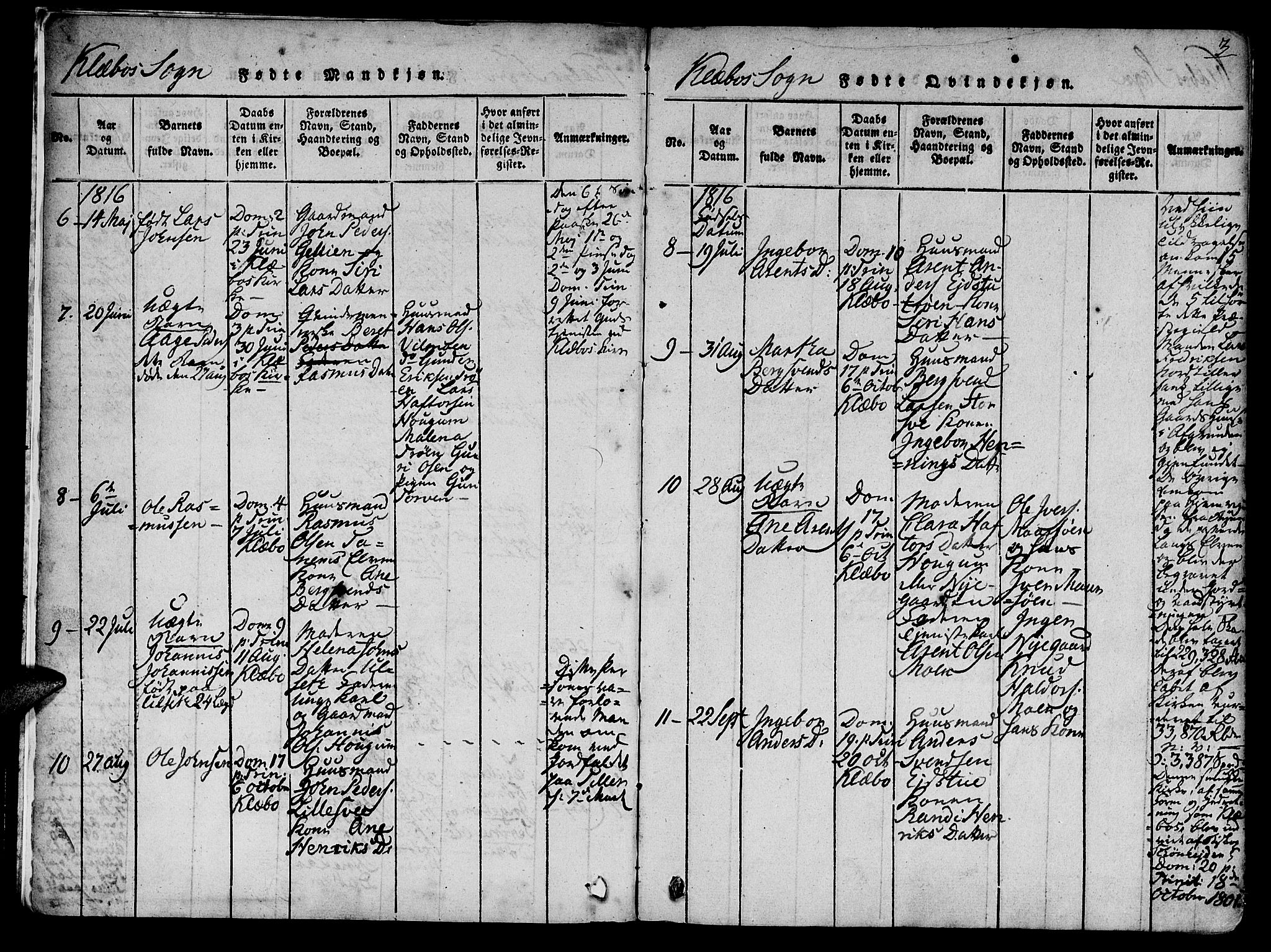 Ministerialprotokoller, klokkerbøker og fødselsregistre - Sør-Trøndelag, SAT/A-1456/618/L0439: Parish register (official) no. 618A04 /1, 1816-1843, p. 3