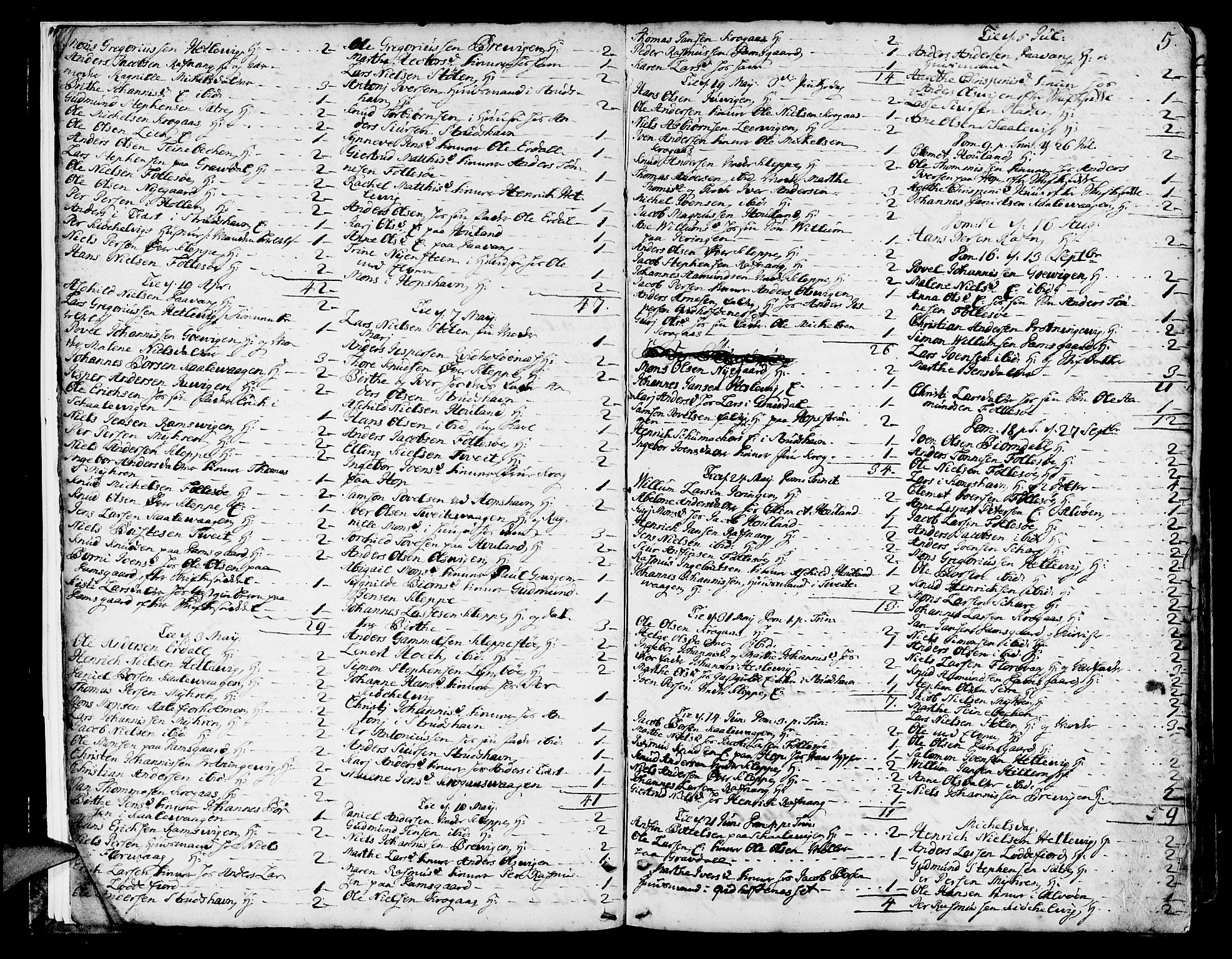 Askøy Sokneprestembete, AV/SAB-A-74101/H/Ha/Haa/Haaa/L0001: Parish register (official) no. A 1, 1742-1818, p. 5