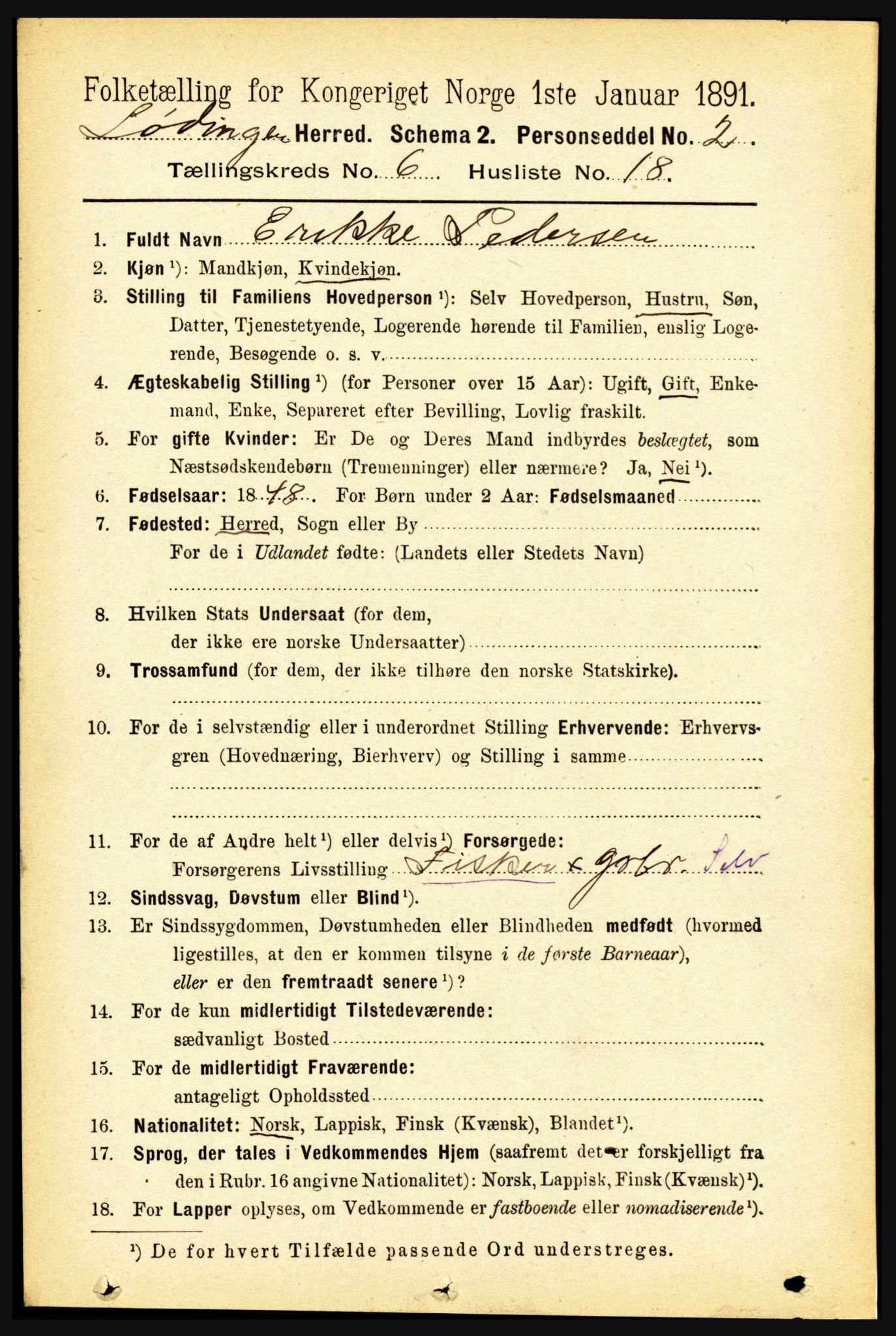 RA, 1891 census for 1851 Lødingen, 1891, p. 2877