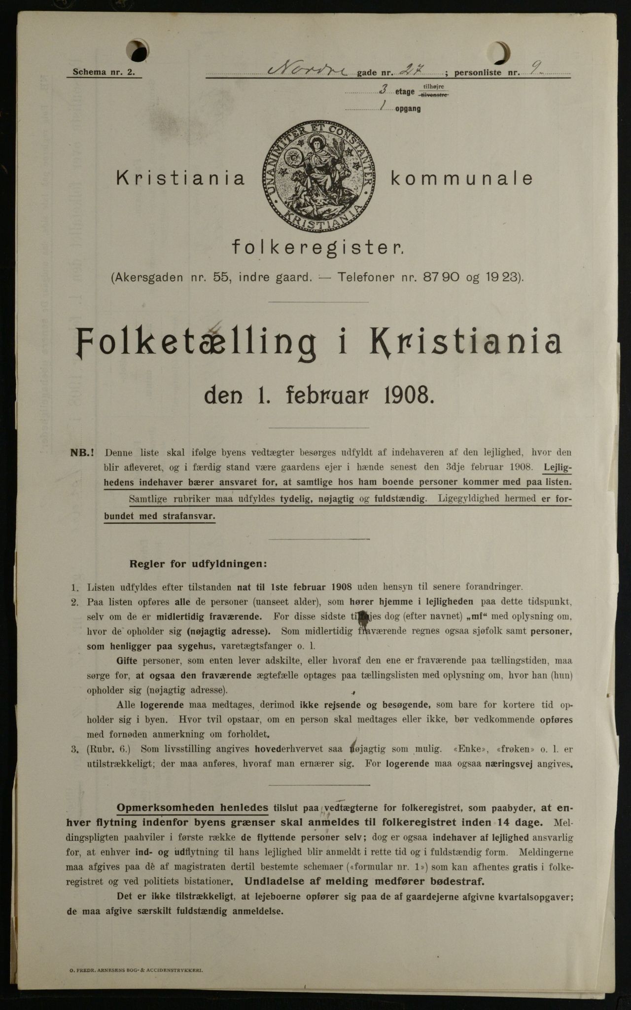 OBA, Municipal Census 1908 for Kristiania, 1908, p. 65906