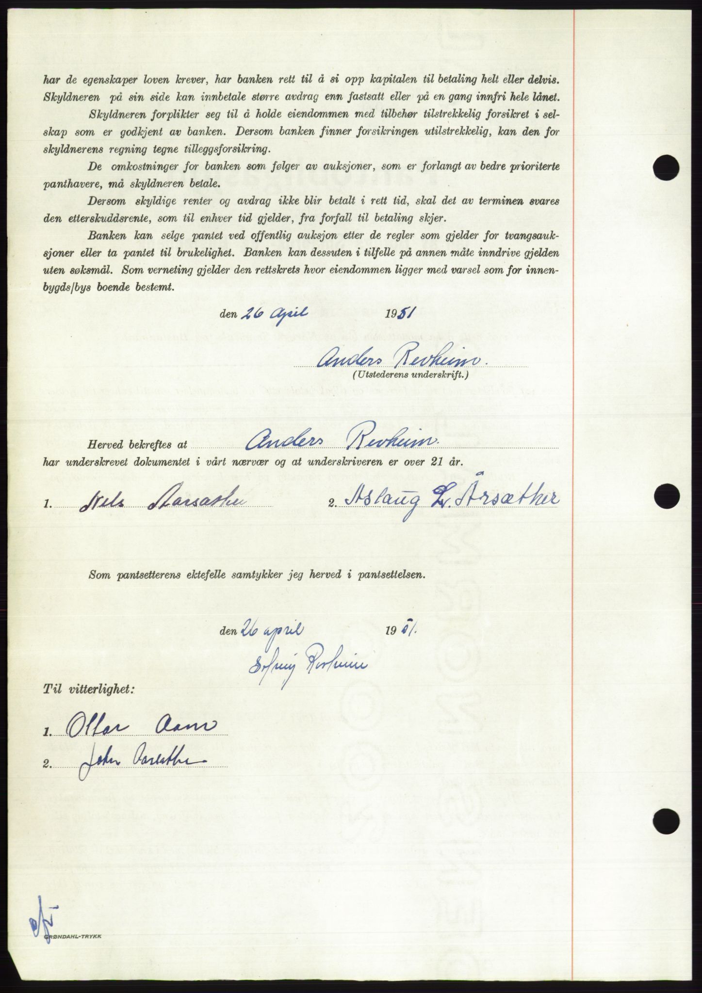 Søre Sunnmøre sorenskriveri, AV/SAT-A-4122/1/2/2C/L0120: Mortgage book no. 8B, 1951-1951, Diary no: : 773/1951