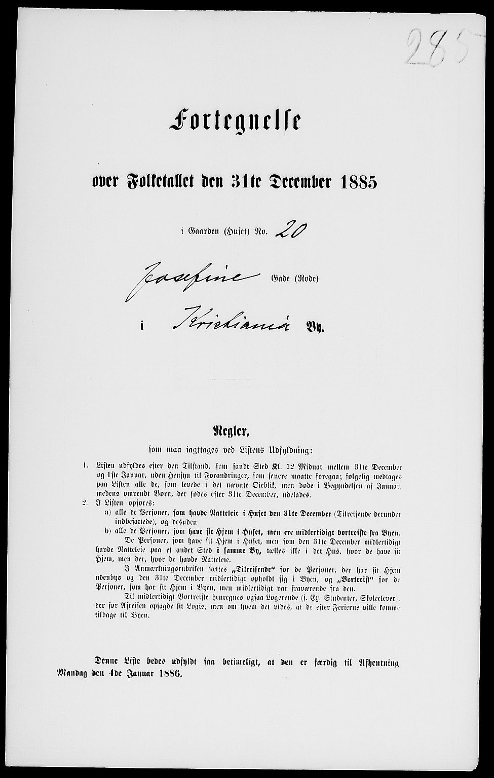 RA, 1885 census for 0301 Kristiania, 1885, p. 3066
