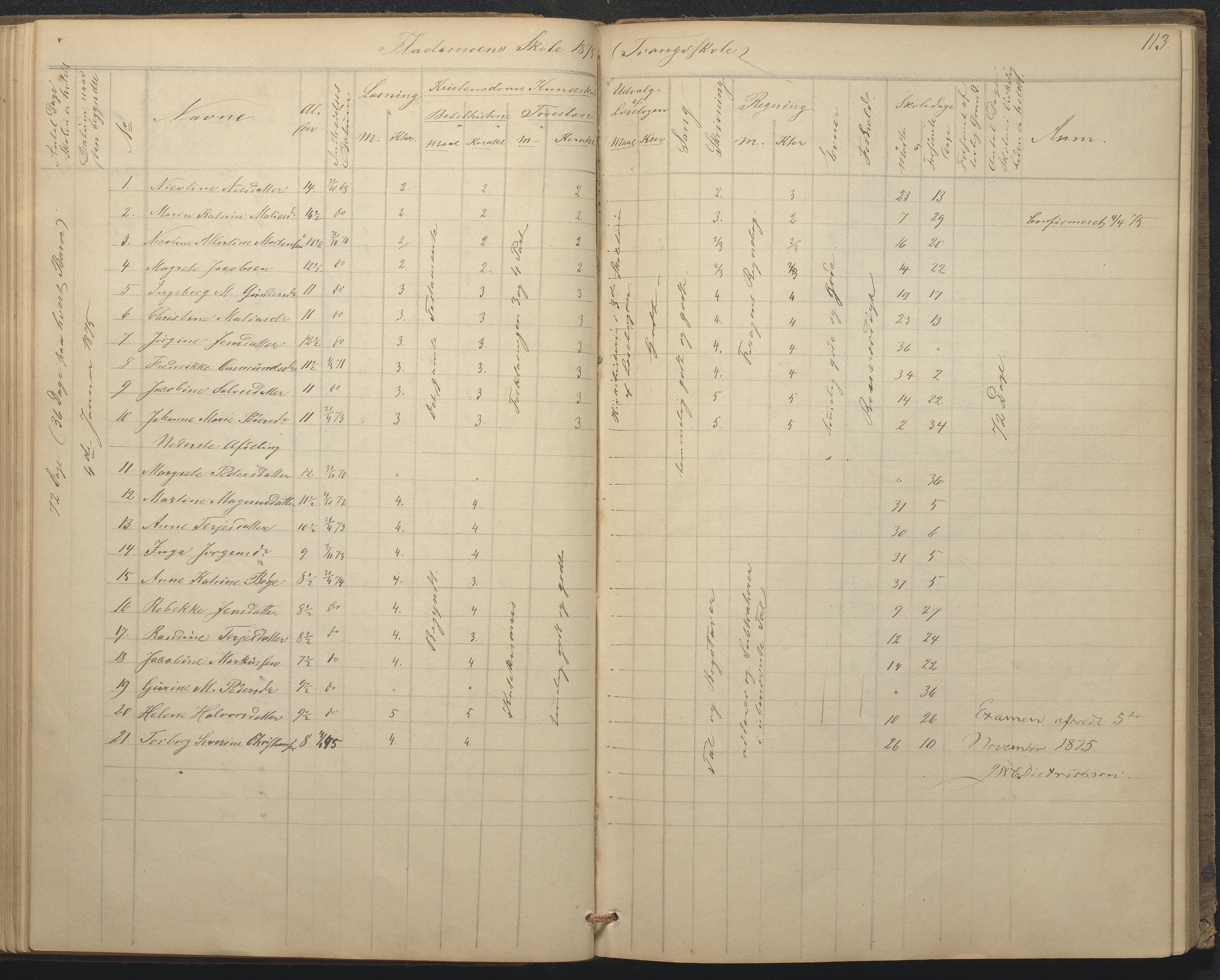 Tromøy kommune frem til 1971, AAKS/KA0921-PK/04/L0015: Flademoen - Karakterprotokoll, 1851-1890, p. 113