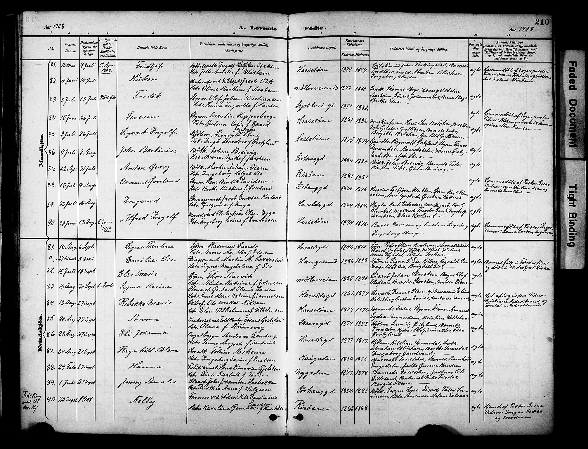 Haugesund sokneprestkontor, SAST/A -101863/H/Ha/Hab/L0005: Parish register (copy) no. B 5, 1894-1908, p. 210
