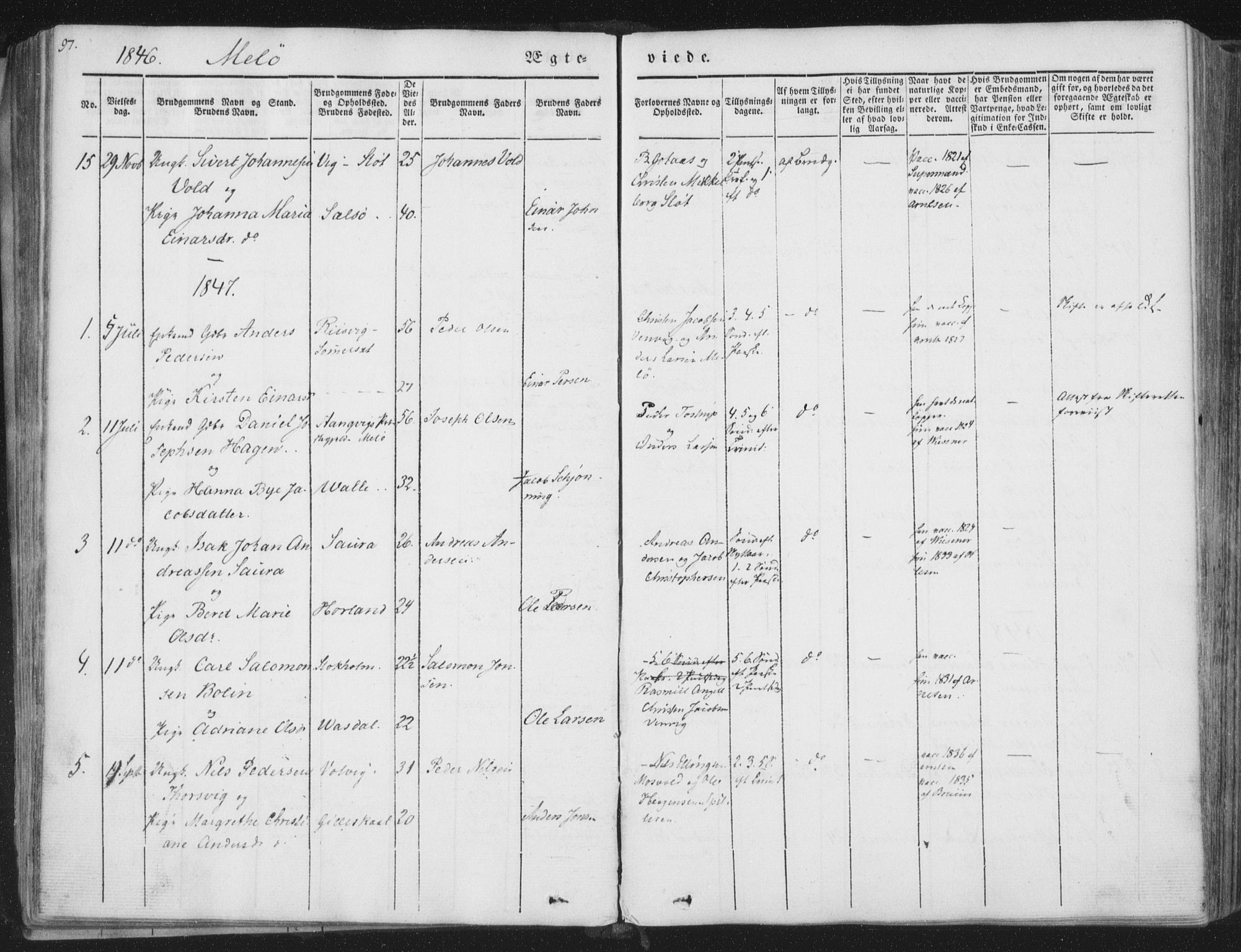 Ministerialprotokoller, klokkerbøker og fødselsregistre - Nordland, SAT/A-1459/841/L0604: Parish register (official) no. 841A09 /2, 1845-1862, p. 97