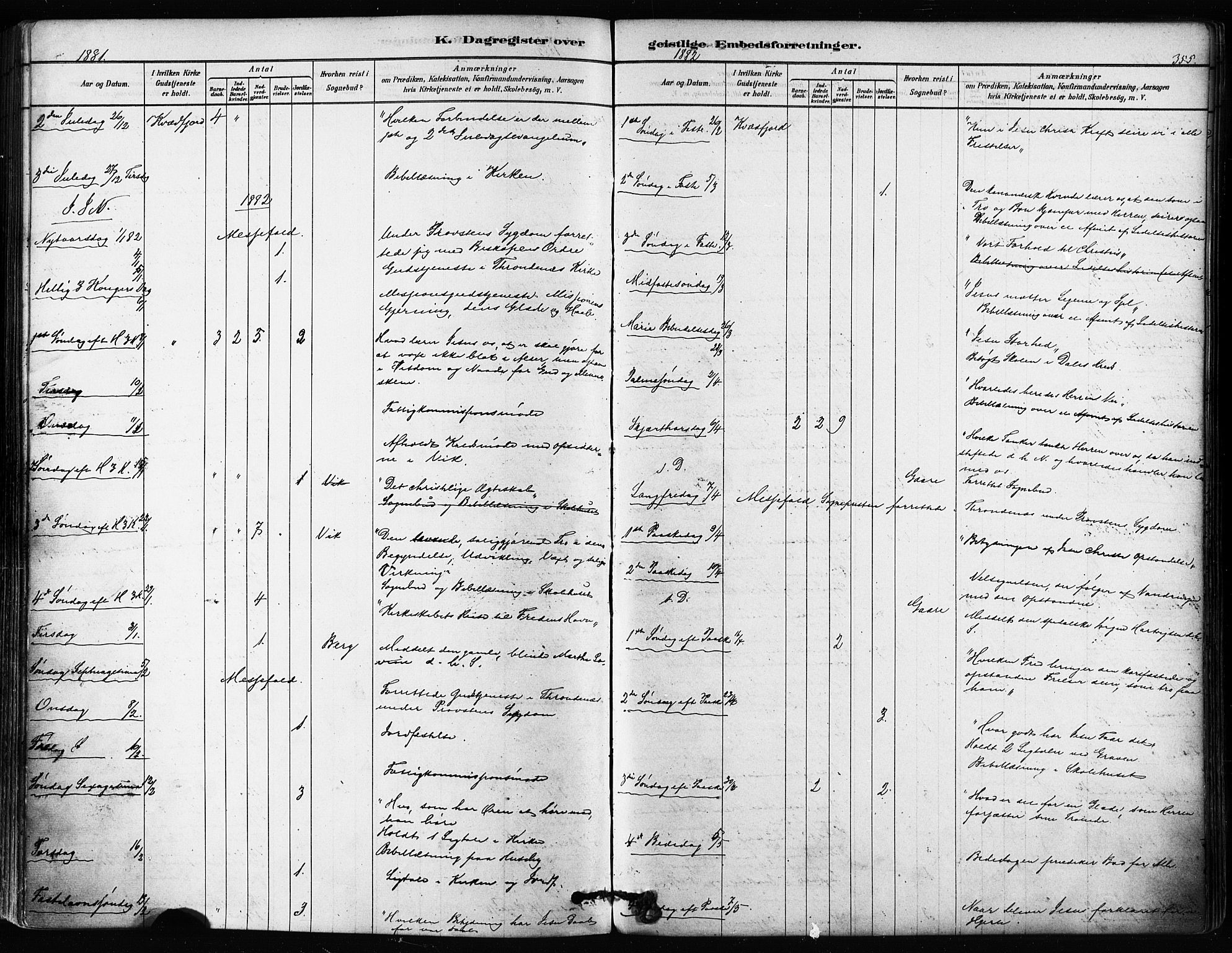 Kvæfjord sokneprestkontor, SATØ/S-1323/G/Ga/Gaa/L0005kirke: Parish register (official) no. 5, 1878-1894, p. 355
