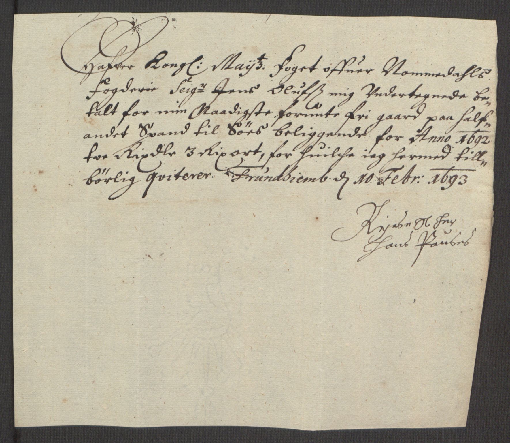 Rentekammeret inntil 1814, Reviderte regnskaper, Fogderegnskap, AV/RA-EA-4092/R64/L4424: Fogderegnskap Namdal, 1692-1695, p. 138