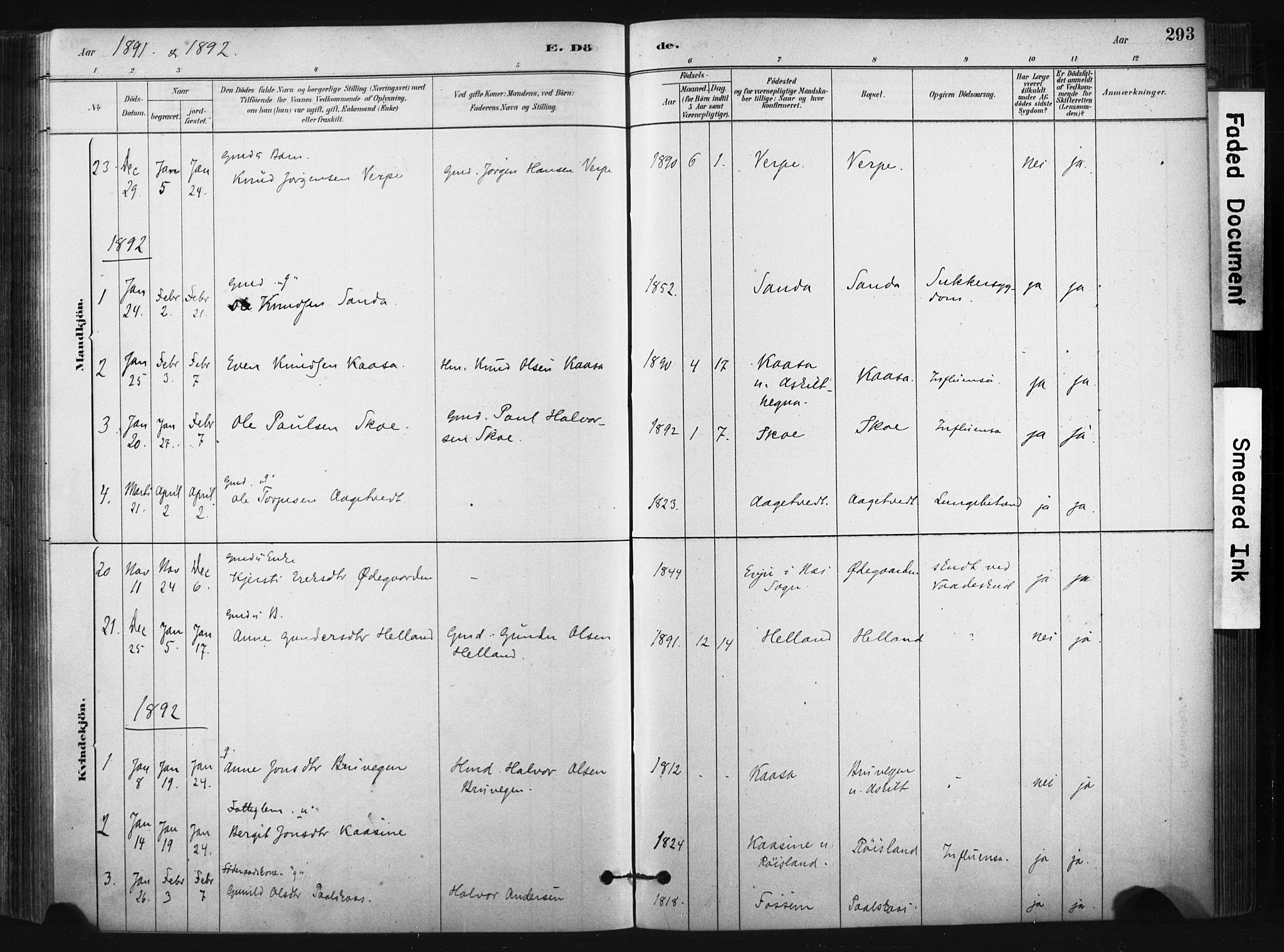 Bø kirkebøker, SAKO/A-257/F/Fa/L0010: Parish register (official) no. 10, 1880-1892, p. 293