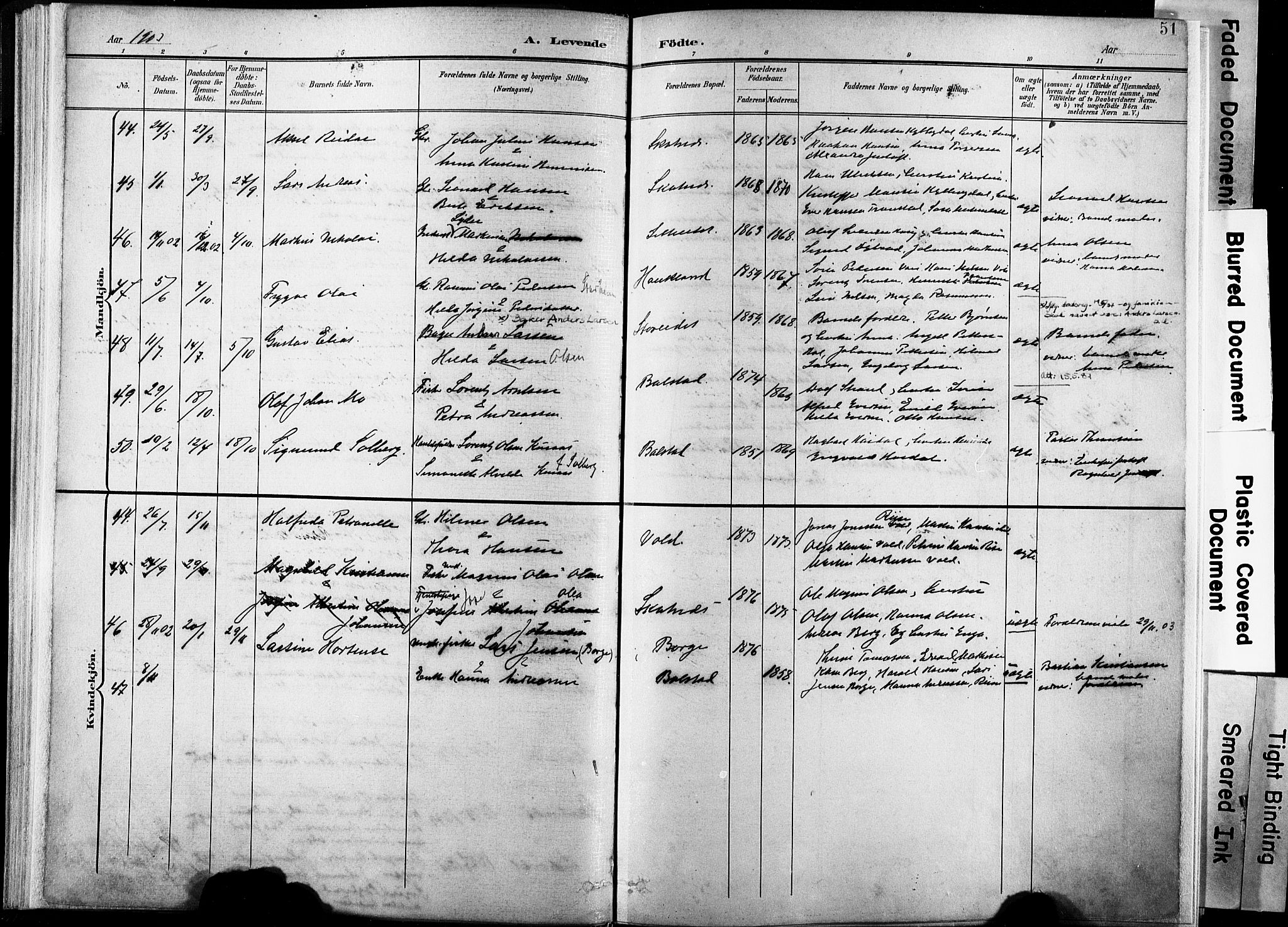 Ministerialprotokoller, klokkerbøker og fødselsregistre - Nordland, AV/SAT-A-1459/881/L1151: Parish register (official) no. 881A04, 1899-1907, p. 51