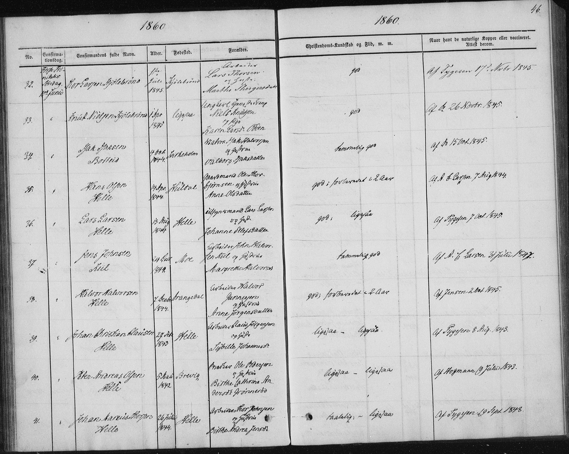 Sannidal kirkebøker, AV/SAKO-A-296/F/Fa/L0009: Parish register (official) no. 9, 1855-1873, p. 46