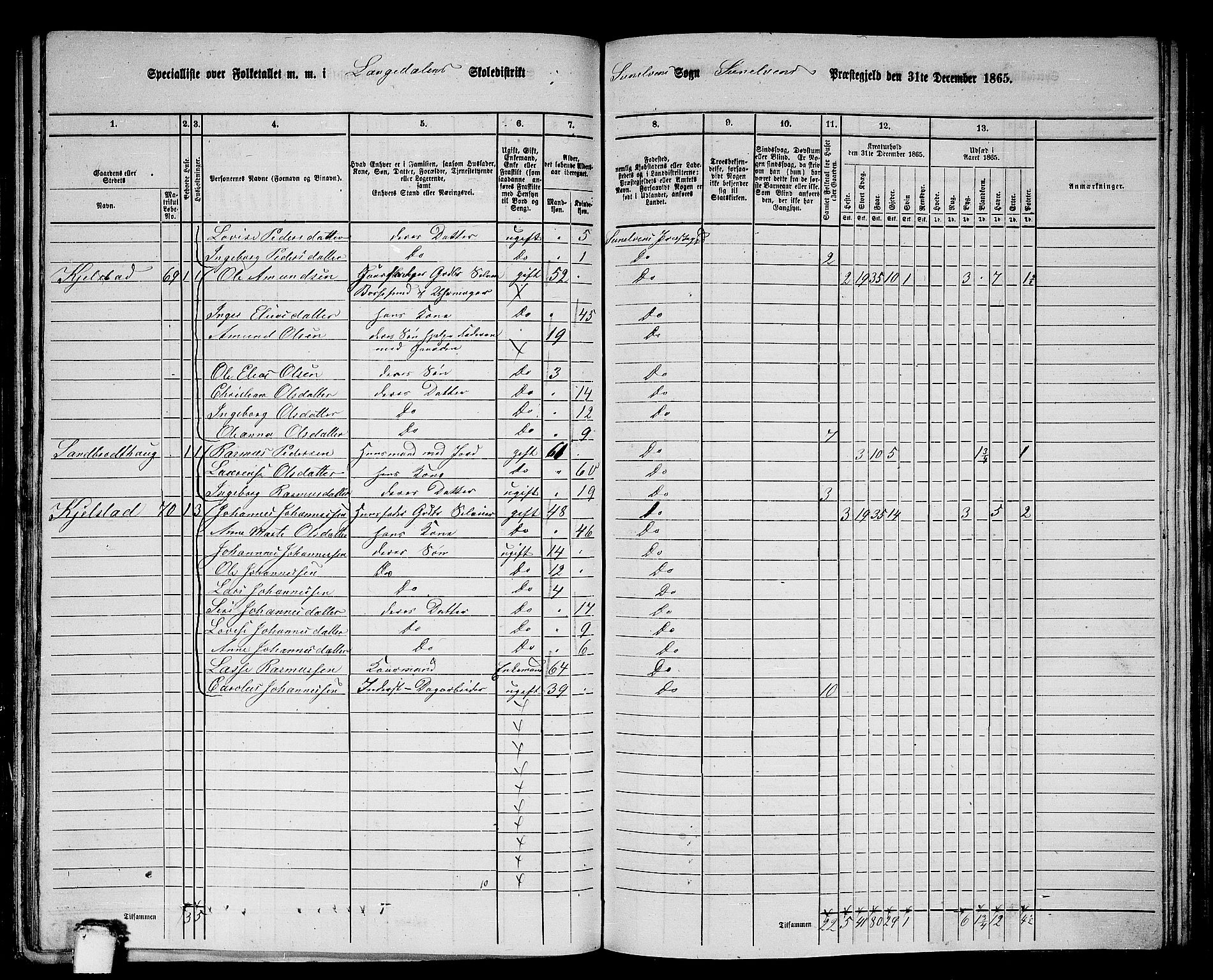 RA, 1865 census for Sunnylven, 1865, p. 24