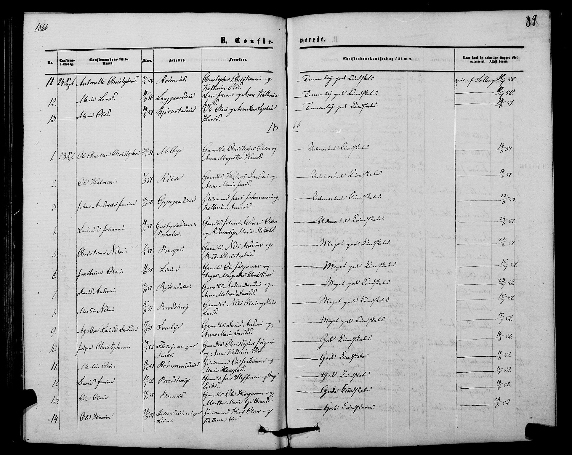 Hurdal prestekontor Kirkebøker, AV/SAO-A-10889/F/Fb/L0002: Parish register (official) no. II 2, 1860-1877, p. 89