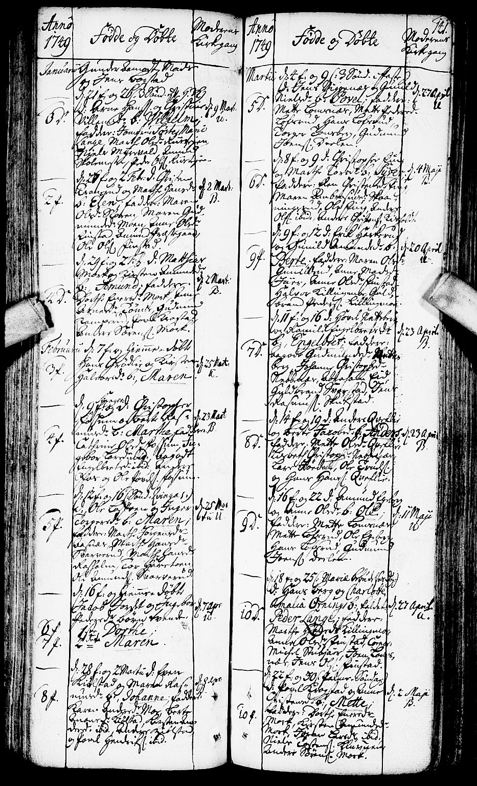 Aurskog prestekontor Kirkebøker, SAO/A-10304a/F/Fa/L0002: Parish register (official) no. I 2, 1735-1766, p. 141