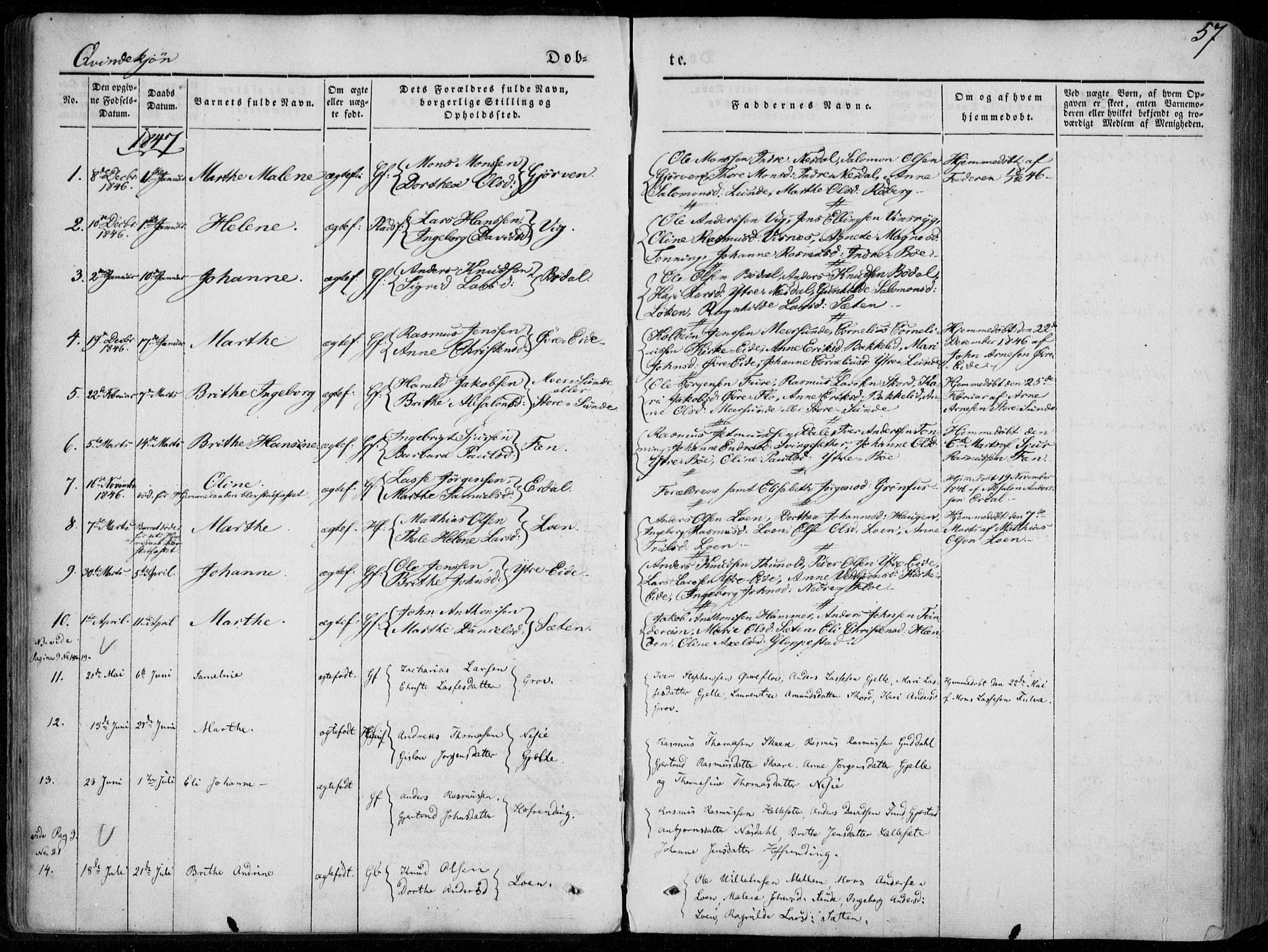 Stryn Sokneprestembete, SAB/A-82501: Parish register (official) no. A 2, 1844-1861, p. 57