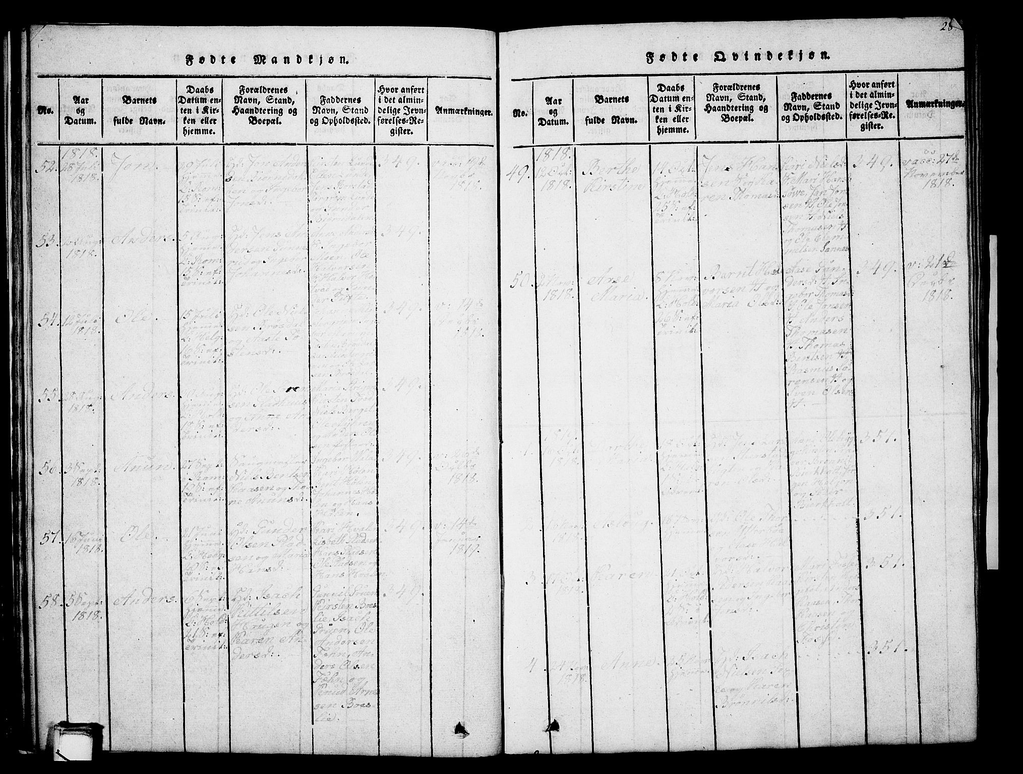 Holla kirkebøker, AV/SAKO-A-272/G/Ga/L0001: Parish register (copy) no. I 1, 1814-1830, p. 28