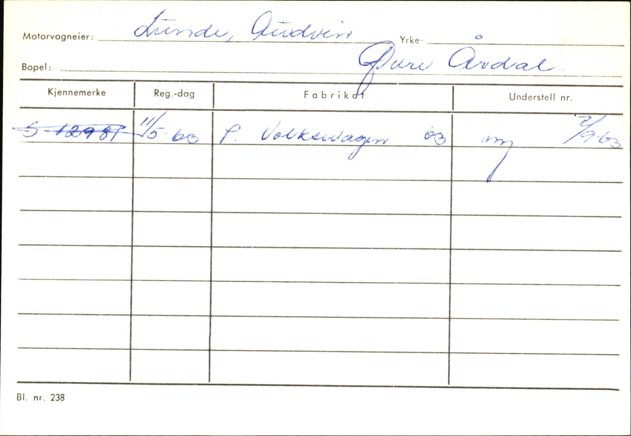 Statens vegvesen, Sogn og Fjordane vegkontor, AV/SAB-A-5301/4/F/L0145: Registerkort Vågsøy S-Å. Årdal I-P, 1945-1975, p. 1513