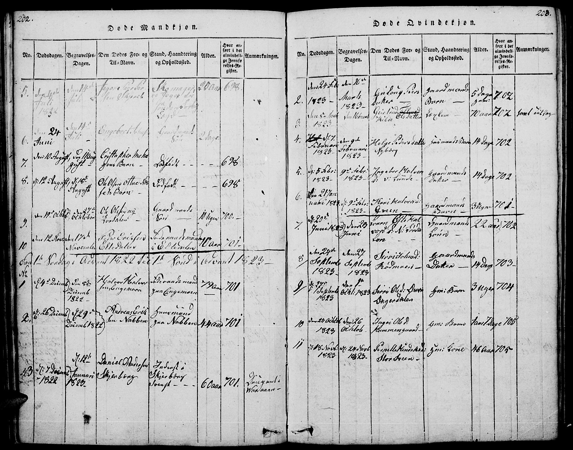 Trysil prestekontor, SAH/PREST-046/H/Ha/Hab/L0004: Parish register (copy) no. 4, 1814-1841, p. 202-203