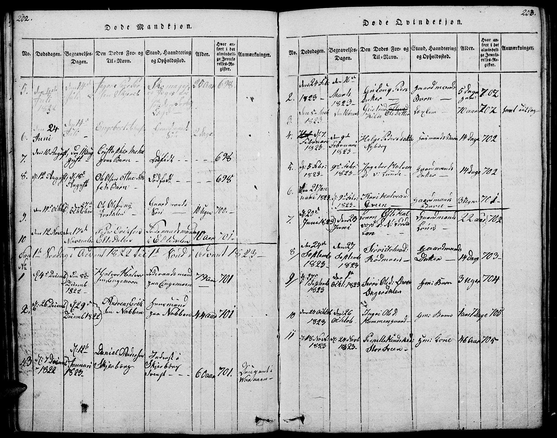 Trysil prestekontor, AV/SAH-PREST-046/H/Ha/Hab/L0004: Parish register (copy) no. 4, 1814-1841, p. 202-203