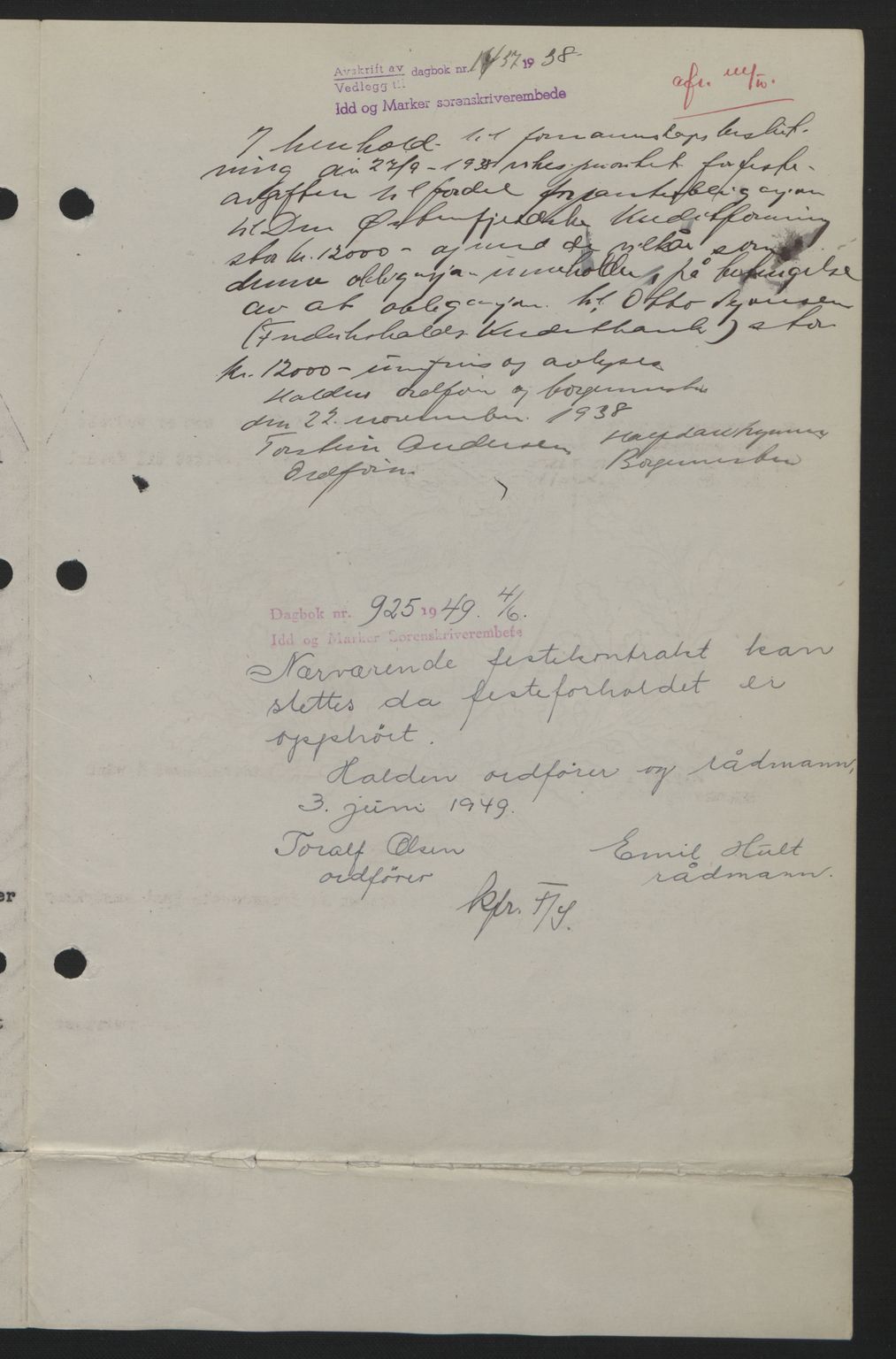 Idd og Marker sorenskriveri, AV/SAO-A-10283/G/Gb/Gbb/L0002: Mortgage book no. A2, 1937-1938, Diary no: : 898/1938