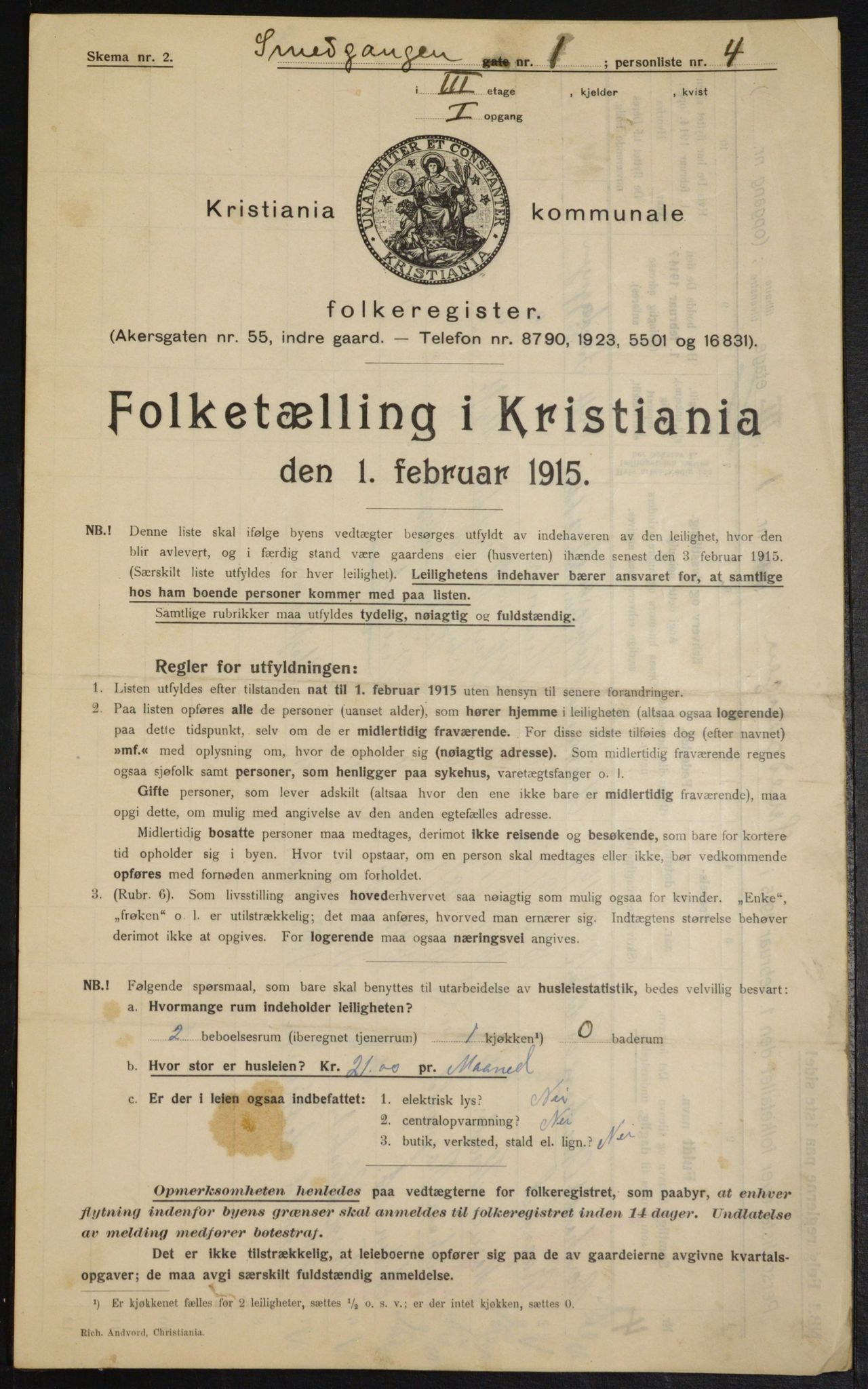 OBA, Municipal Census 1915 for Kristiania, 1915, p. 96975