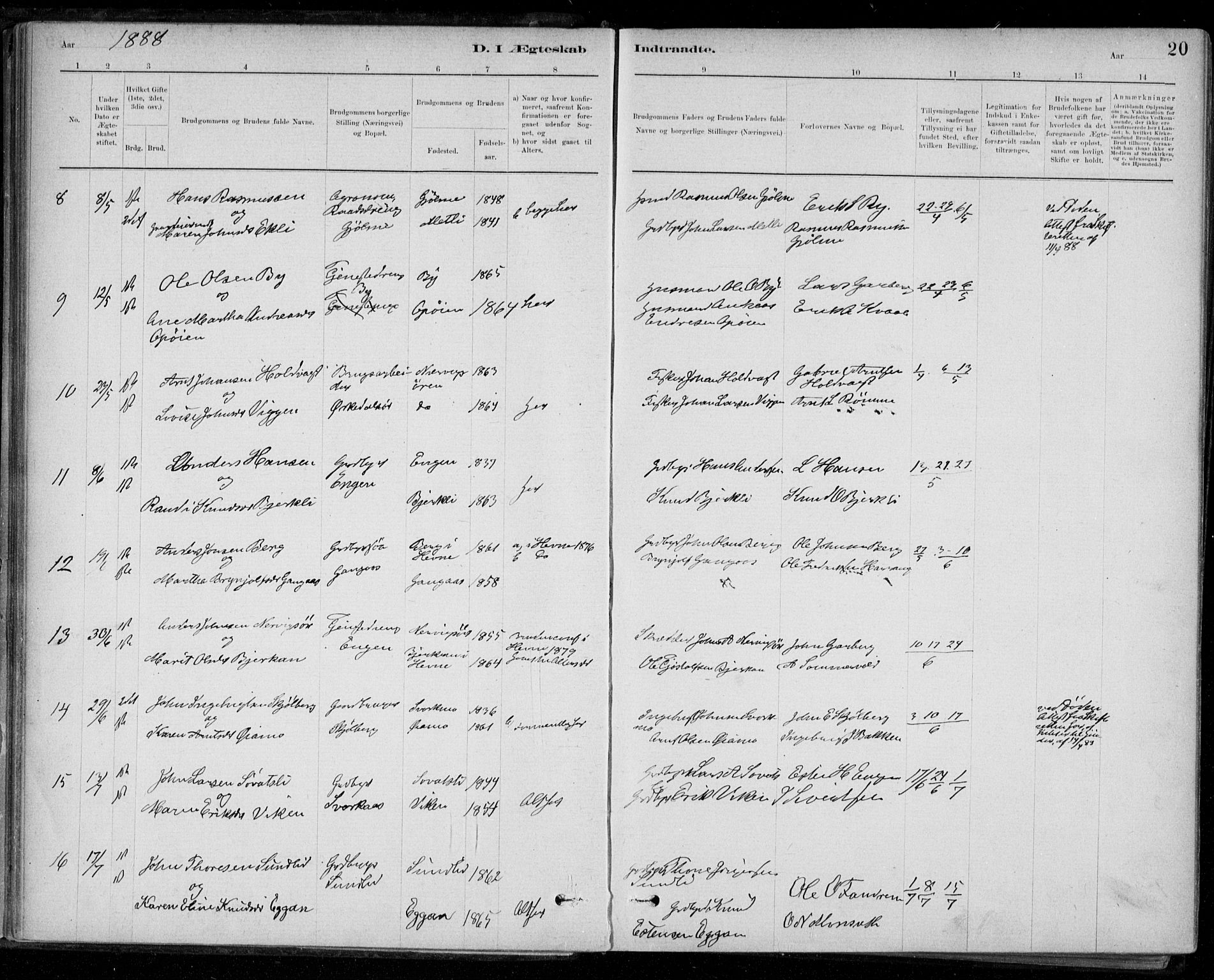 Ministerialprotokoller, klokkerbøker og fødselsregistre - Sør-Trøndelag, SAT/A-1456/668/L0810: Parish register (official) no. 668A10, 1881-1894, p. 20