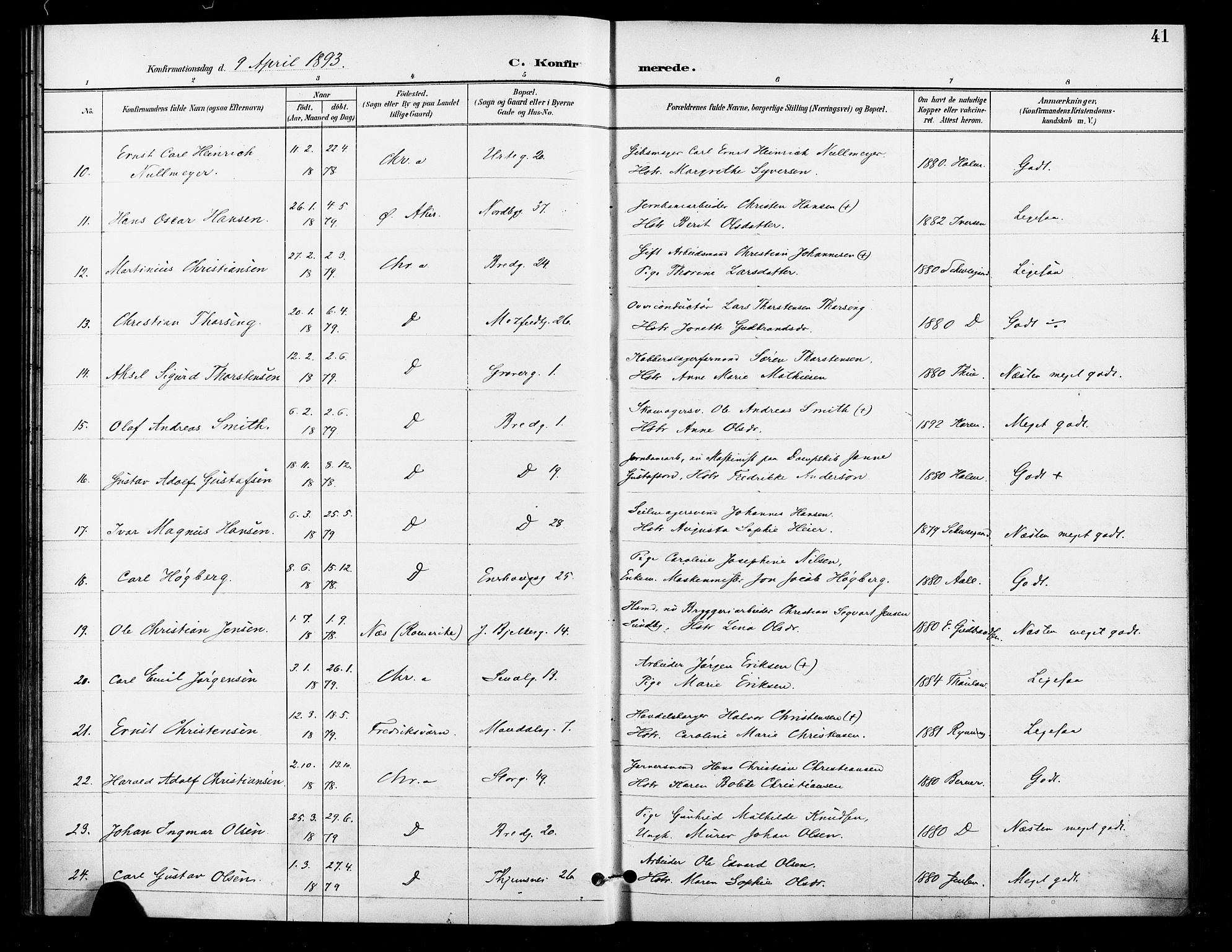 Grønland prestekontor Kirkebøker, AV/SAO-A-10848/F/Fa/L0011: Parish register (official) no. 11, 1892-1907, p. 41