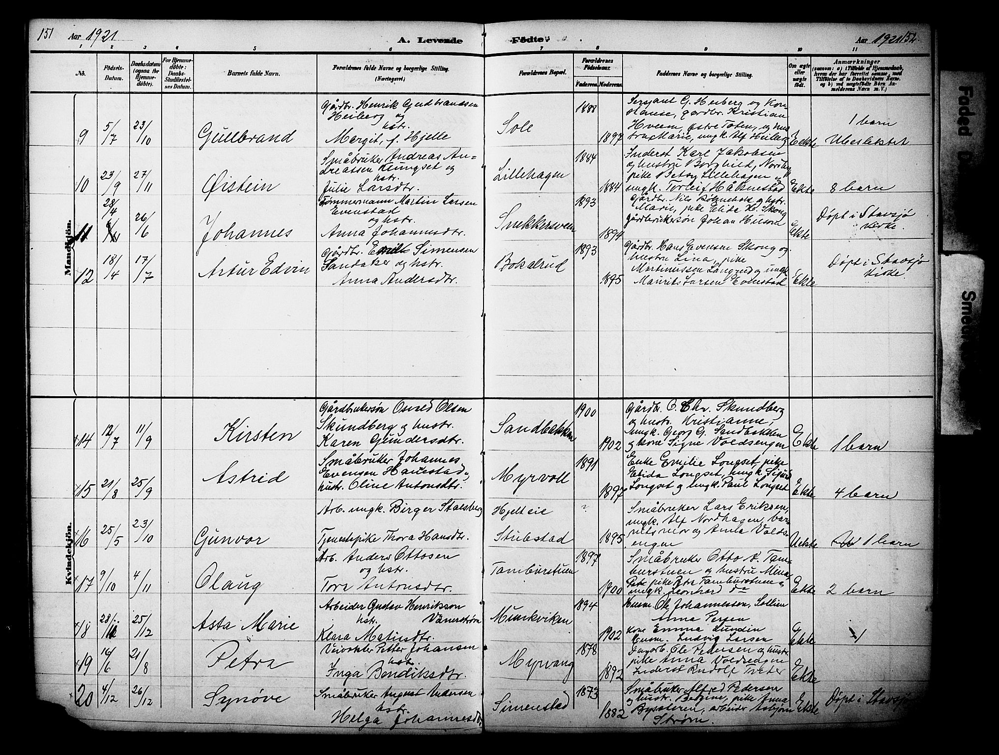 Nes prestekontor, Hedmark, AV/SAH-PREST-020/L/La/L0006: Parish register (copy) no. 6, 1890-1932, p. 151-152