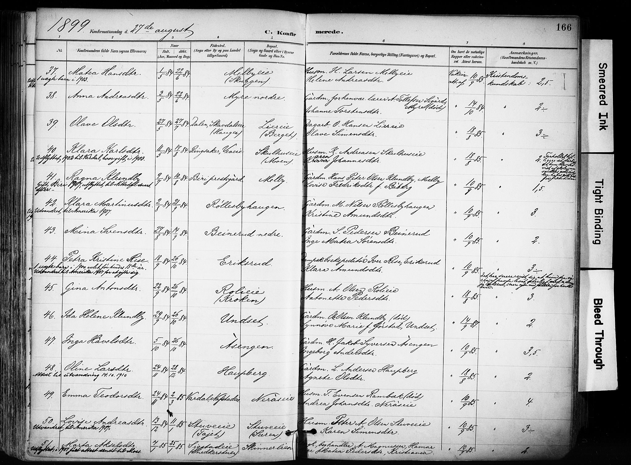 Biri prestekontor, SAH/PREST-096/H/Ha/Haa/L0009: Parish register (official) no. 9, 1887-1900, p. 166