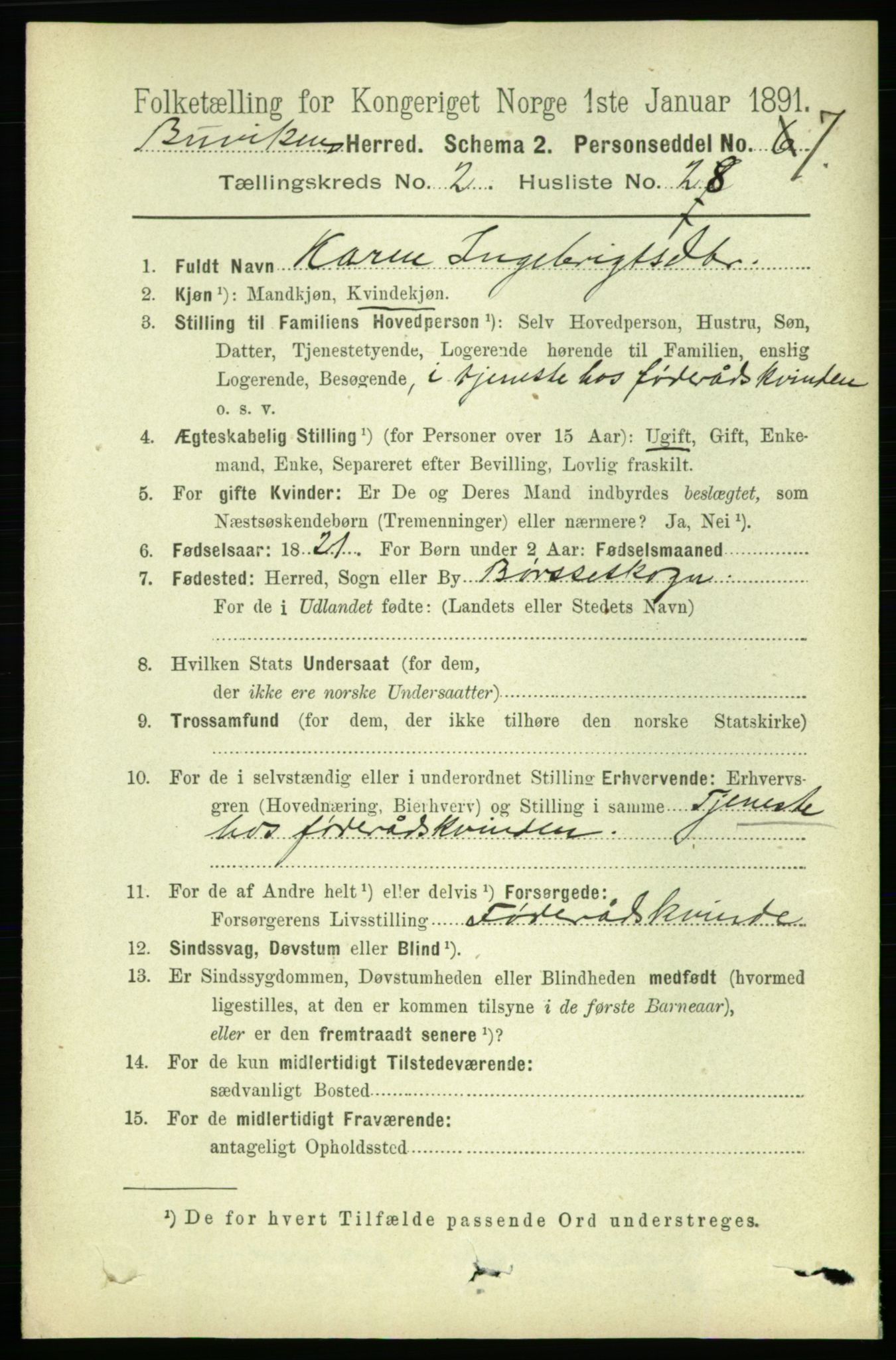 RA, 1891 census for 1656 Buvik, 1891, p. 752