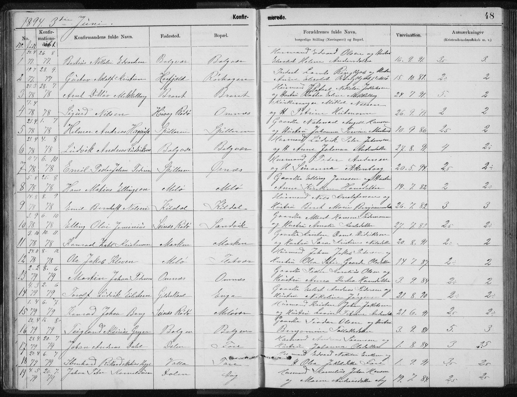 Ministerialprotokoller, klokkerbøker og fødselsregistre - Nordland, SAT/A-1459/843/L0637: Parish register (copy) no. 843C06, 1884-1908, p. 48