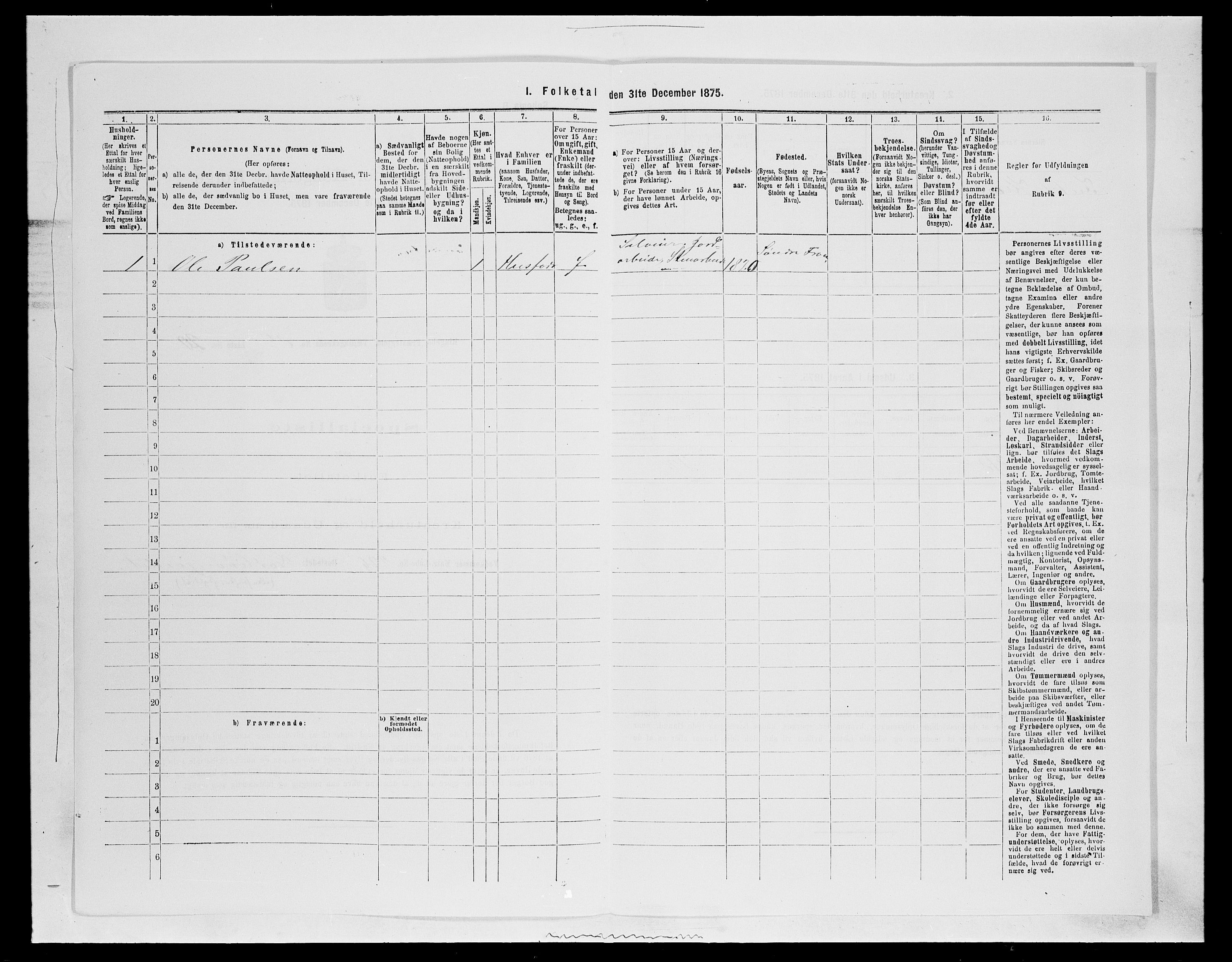 SAH, 1875 census for 0520P Ringebu, 1875, p. 1311