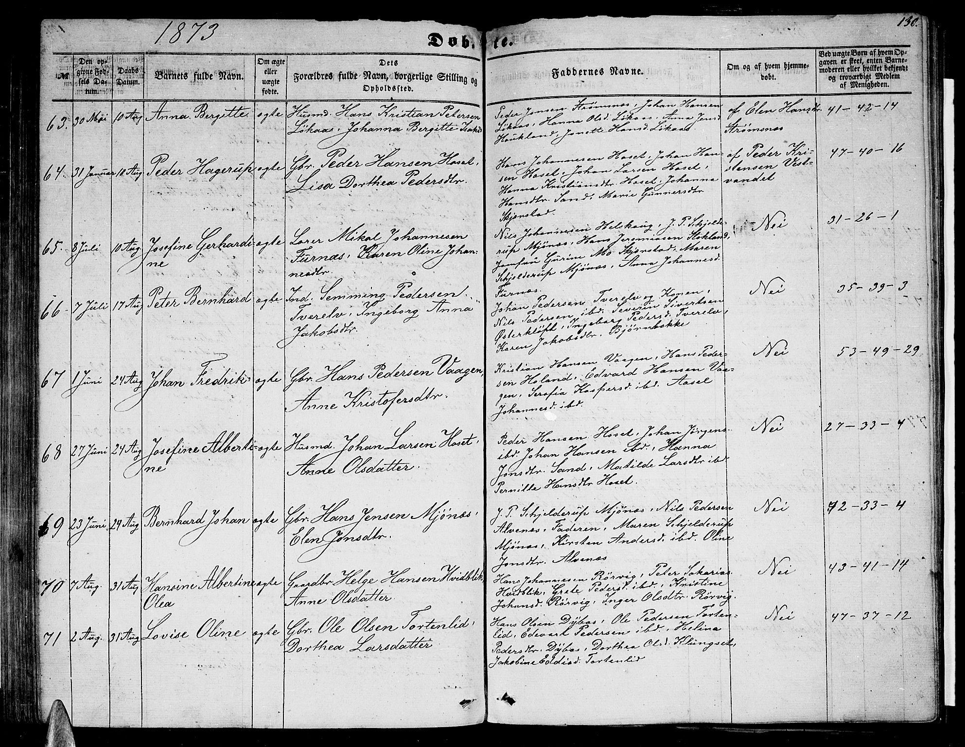 Ministerialprotokoller, klokkerbøker og fødselsregistre - Nordland, AV/SAT-A-1459/852/L0753: Parish register (copy) no. 852C04, 1856-1877, p. 130