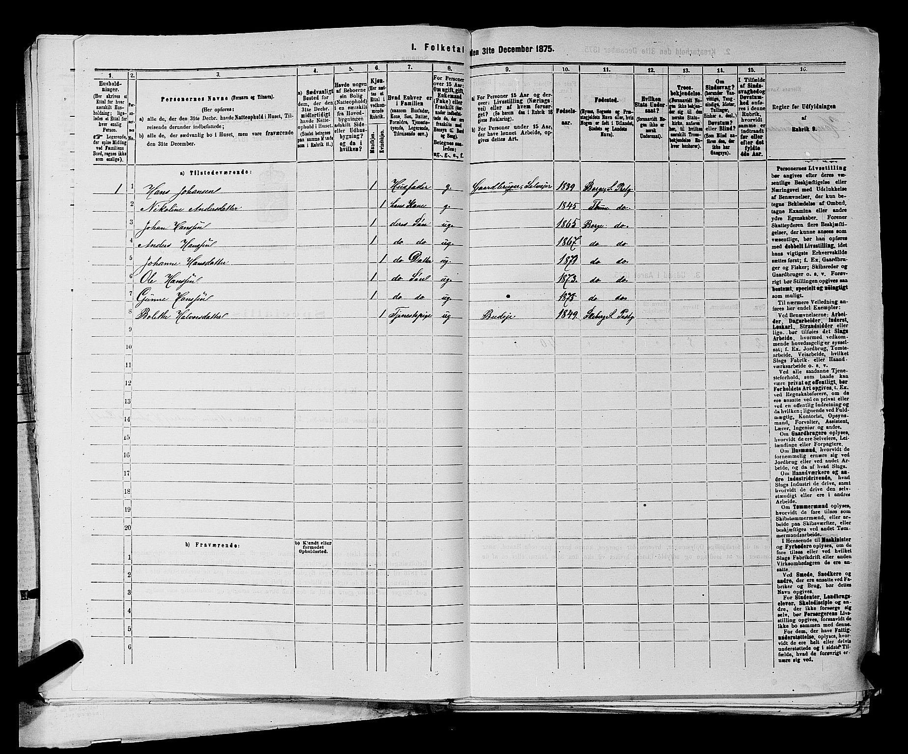 RA, 1875 census for 0113P Borge, 1875, p. 545