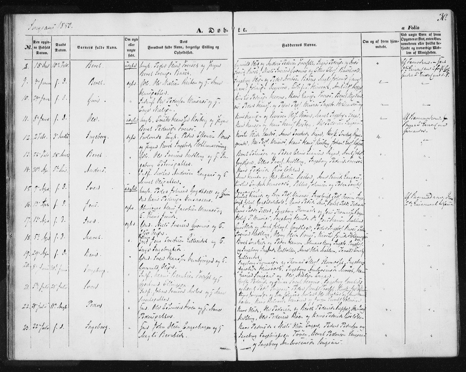 Ministerialprotokoller, klokkerbøker og fødselsregistre - Sør-Trøndelag, AV/SAT-A-1456/685/L0964: Parish register (official) no. 685A06 /2, 1846-1859, p. 30