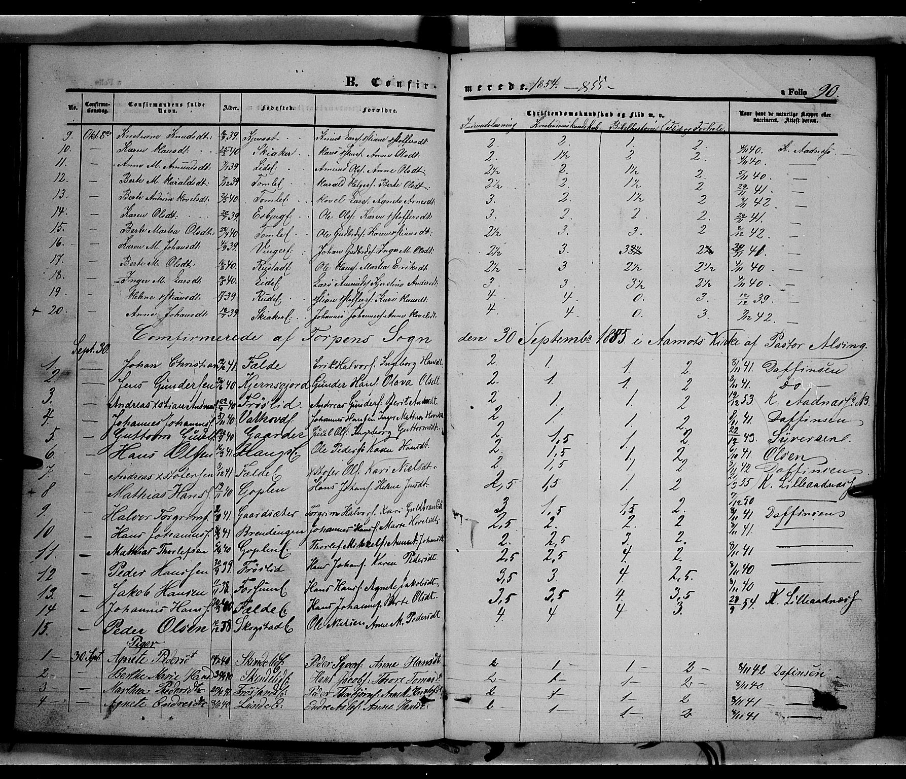Land prestekontor, SAH/PREST-120/H/Ha/Haa/L0010: Parish register (official) no. 10, 1847-1859, p. 90