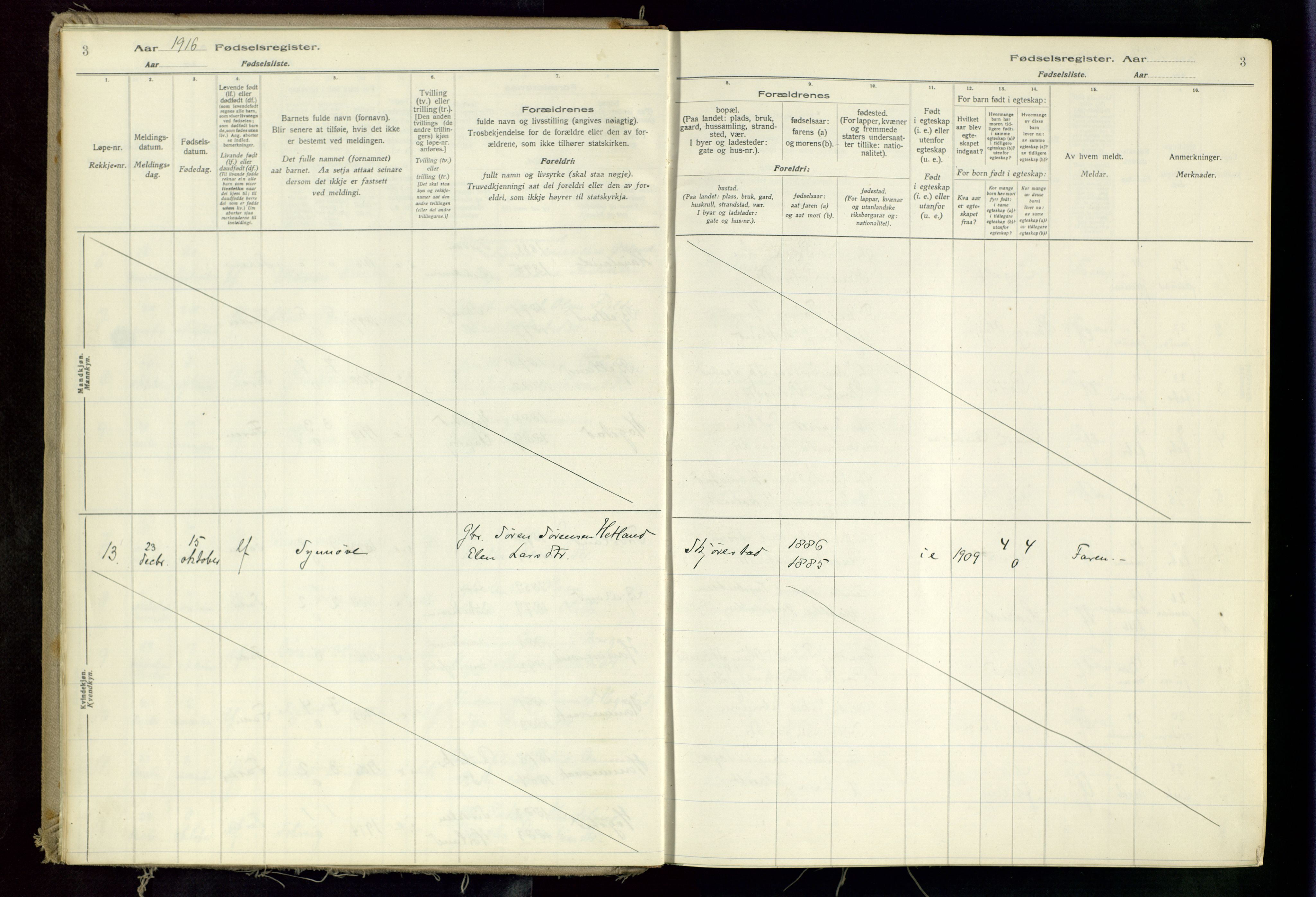 Hetland sokneprestkontor, SAST/A-101826/70/704BA/L0002: Birth register no. 2, 1916-1968, p. 3
