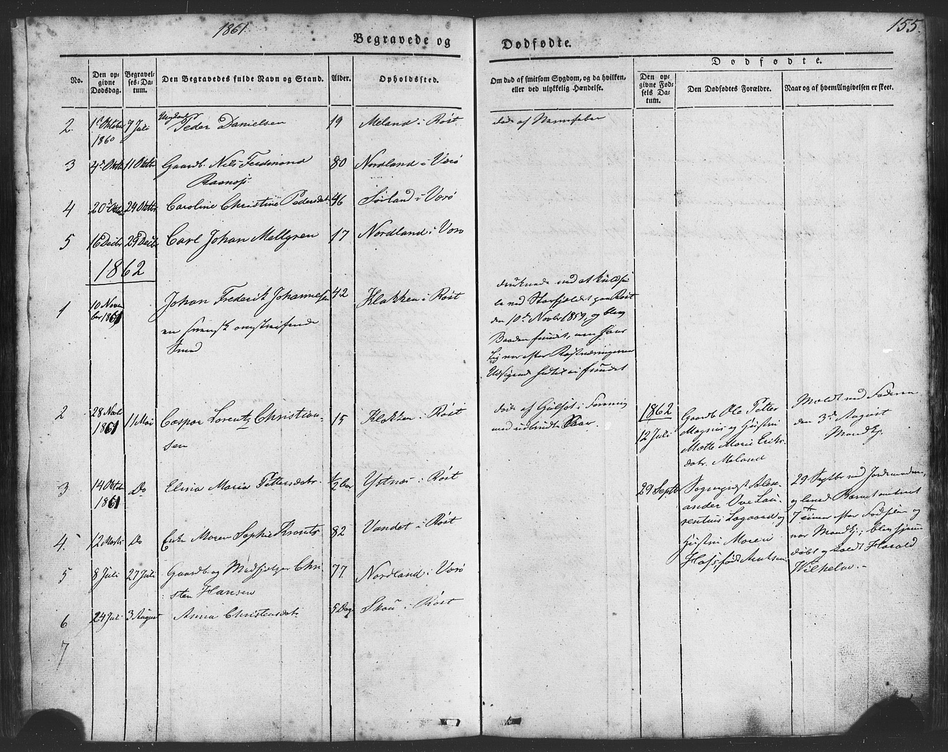 Ministerialprotokoller, klokkerbøker og fødselsregistre - Nordland, SAT/A-1459/807/L0121: Parish register (official) no. 807A04, 1846-1879, p. 155