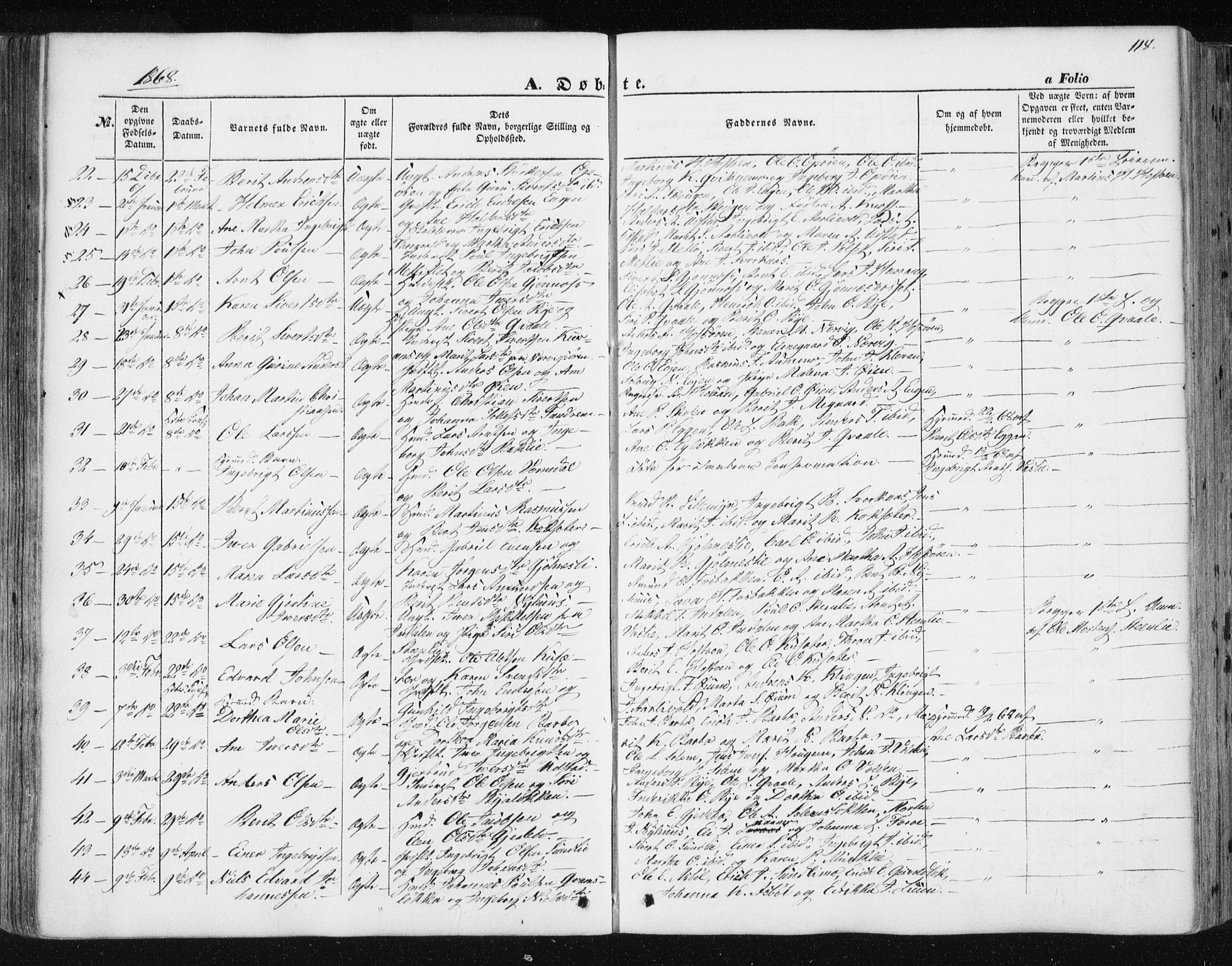 Ministerialprotokoller, klokkerbøker og fødselsregistre - Sør-Trøndelag, SAT/A-1456/668/L0806: Parish register (official) no. 668A06, 1854-1869, p. 118