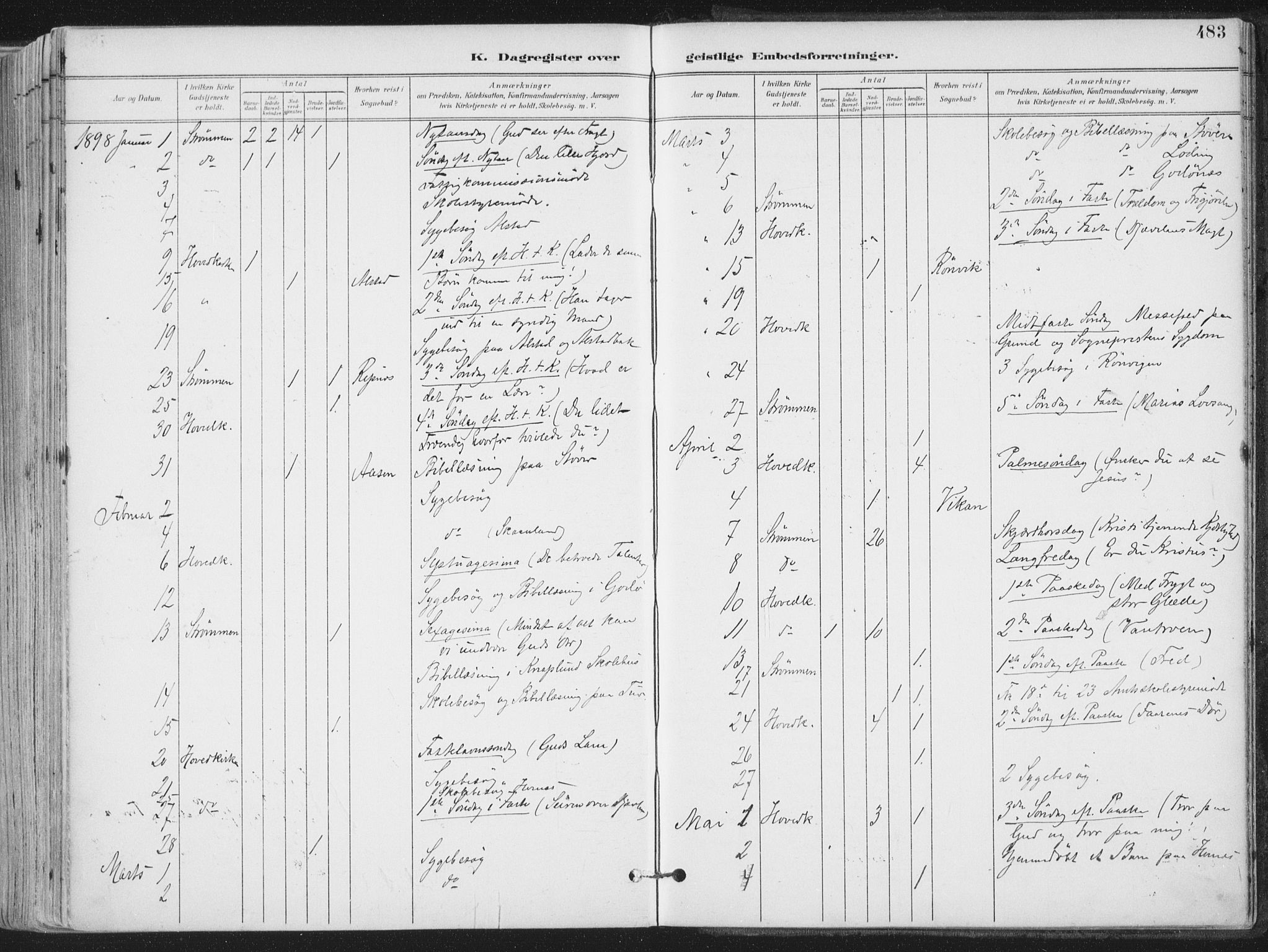 Ministerialprotokoller, klokkerbøker og fødselsregistre - Nordland, SAT/A-1459/802/L0055: Parish register (official) no. 802A02, 1894-1915, p. 483