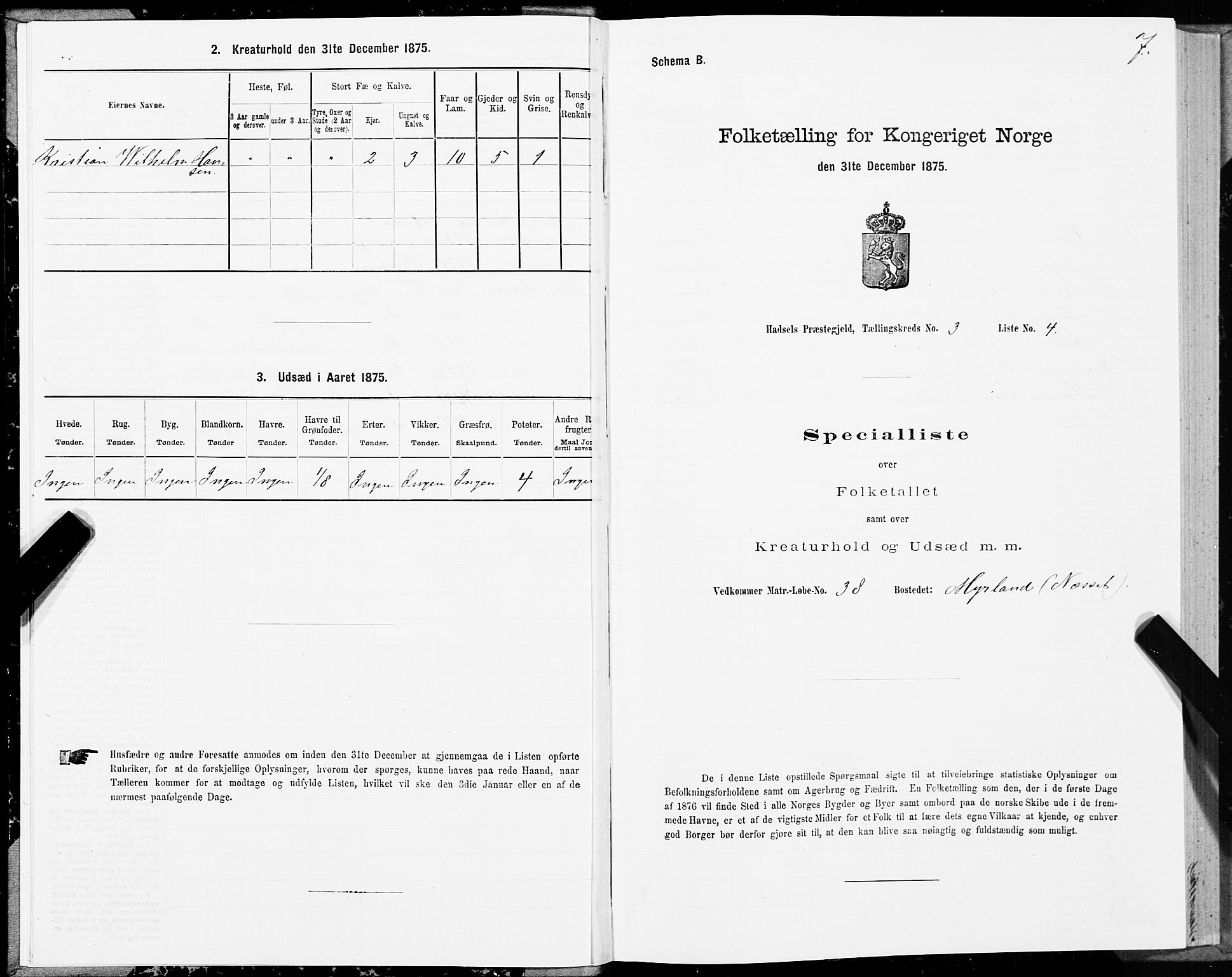 SAT, 1875 census for 1866P Hadsel, 1875, p. 2007