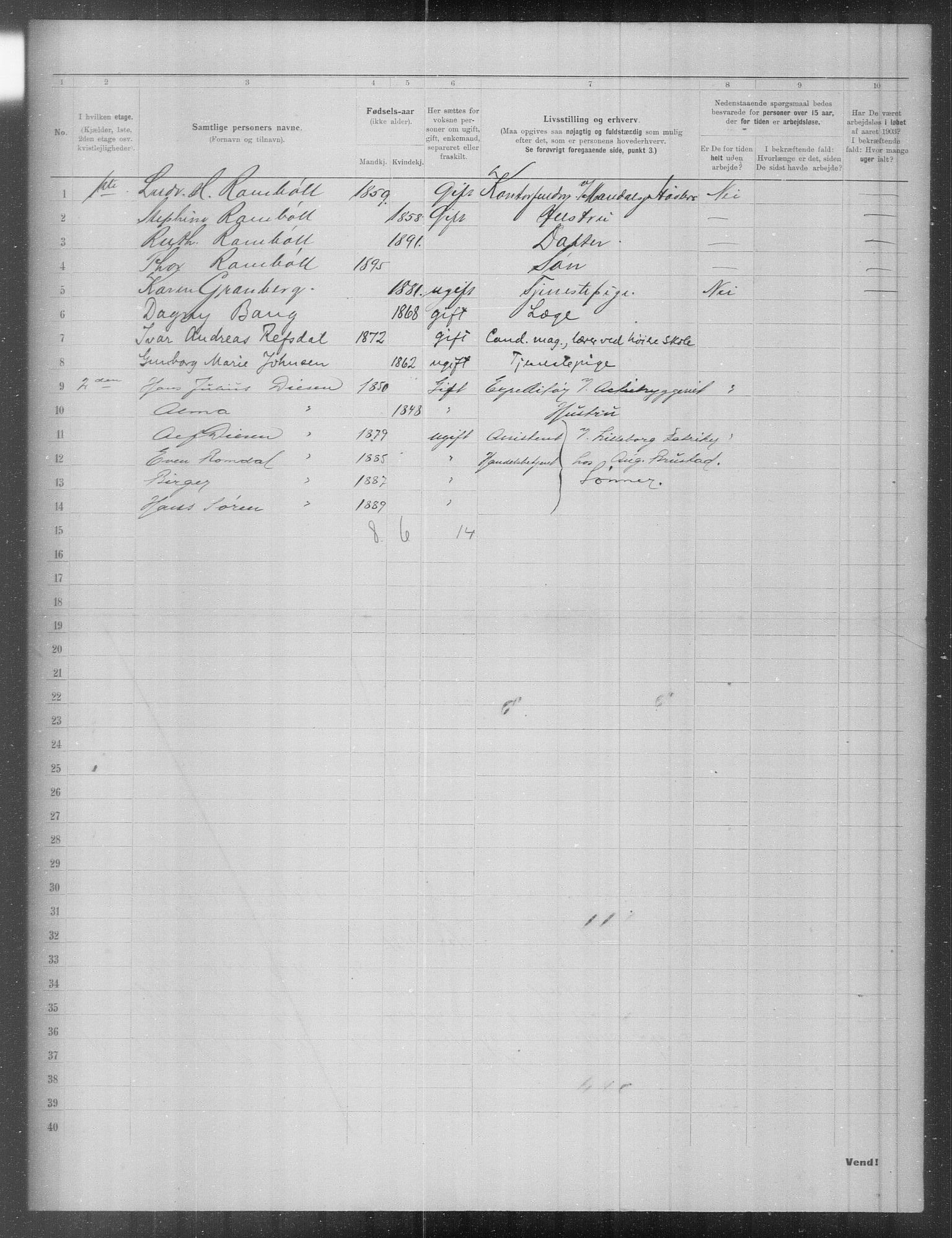 OBA, Municipal Census 1903 for Kristiania, 1903, p. 10370