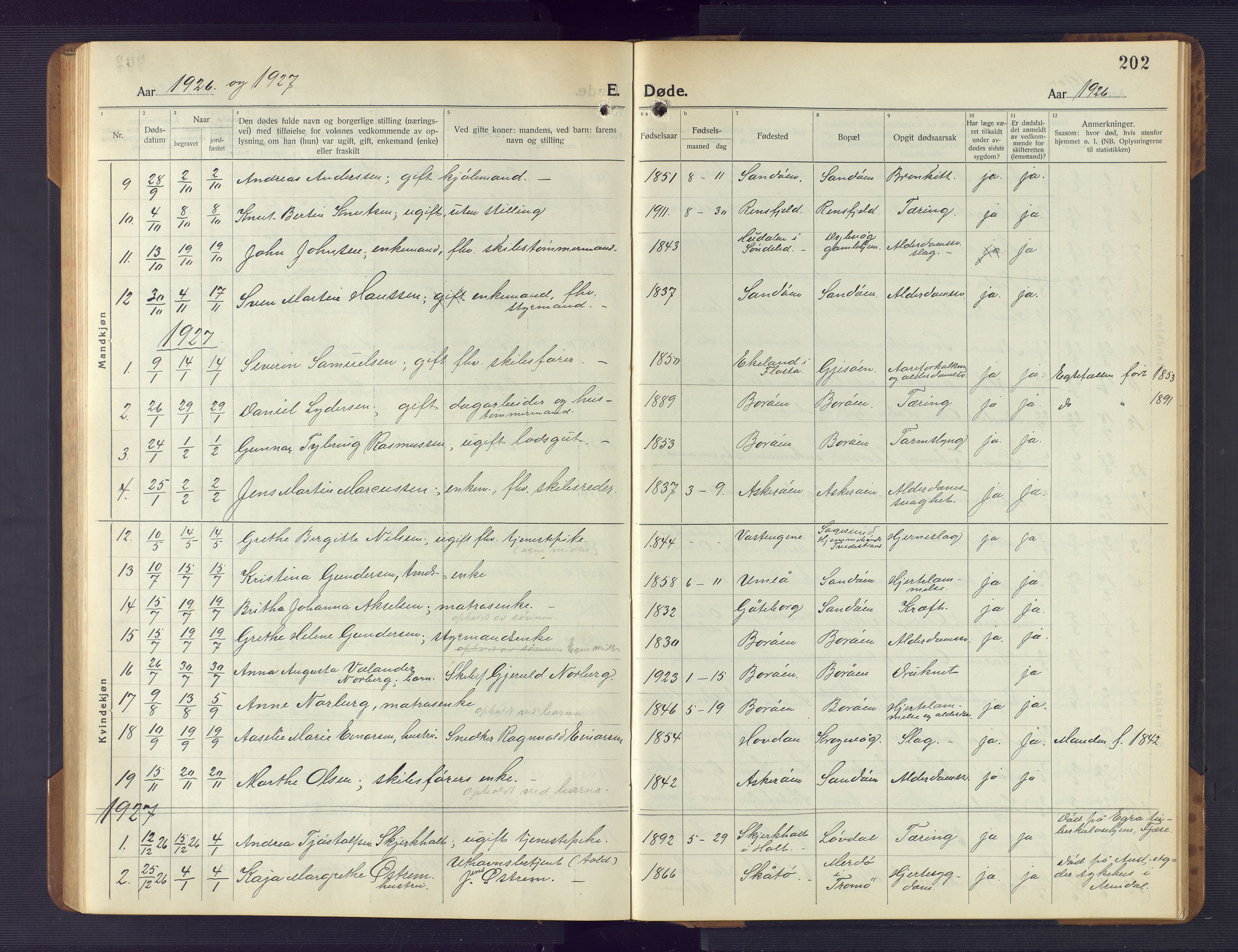 Dypvåg sokneprestkontor, SAK/1111-0007/F/Fb/Fba/L0015: Parish register (copy) no. B 15, 1922-1949, p. 202